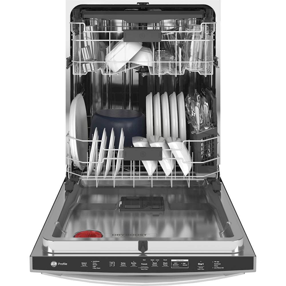 GE Profile - Hidden Control Built-In Dishwasher with Stainless Steel Tub, Fingerprint Resistance, 3rd Rack, 39 dBA - Stainless steel