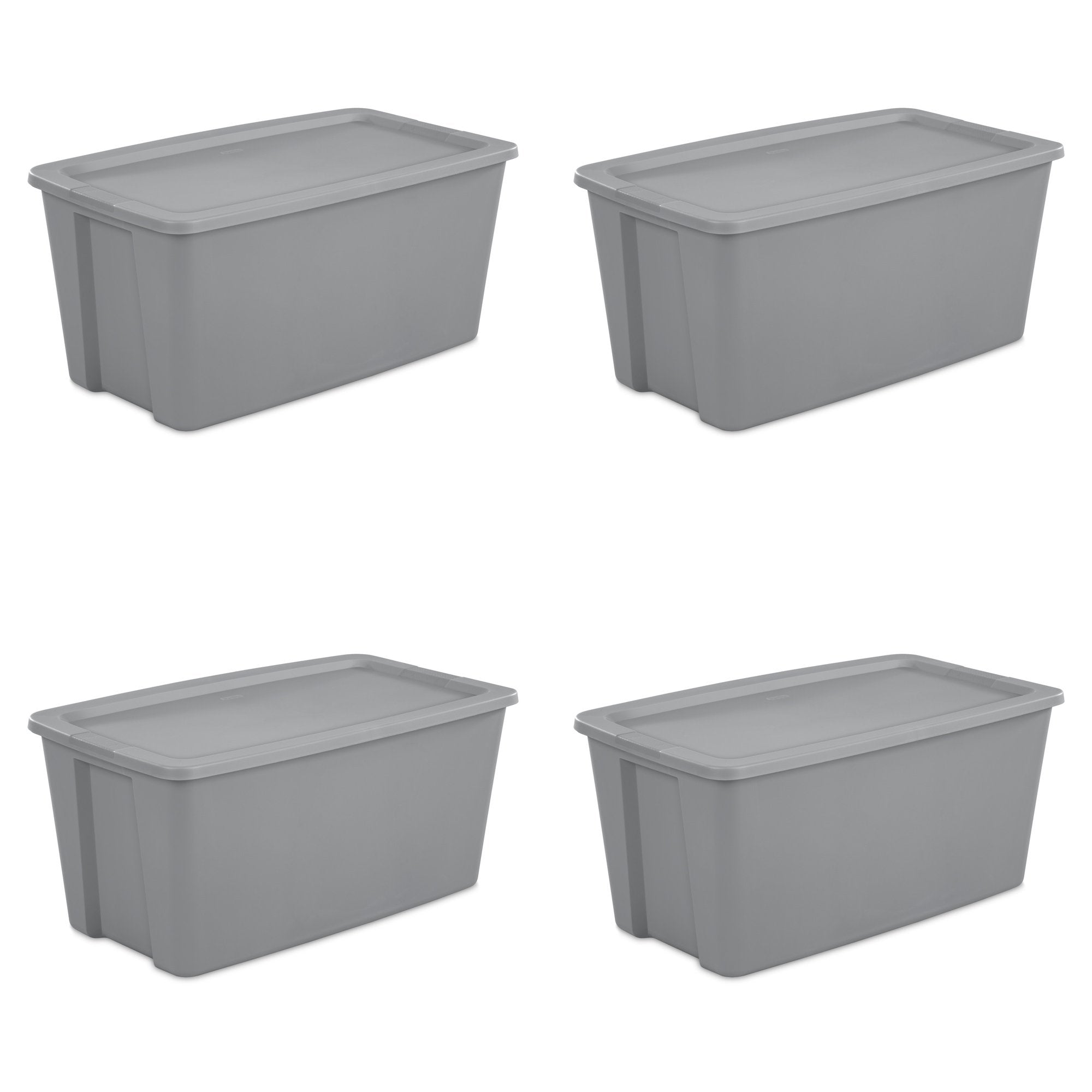 Sterilite 50 Gallon Tote Box Plastic， Titanium， Set of 4