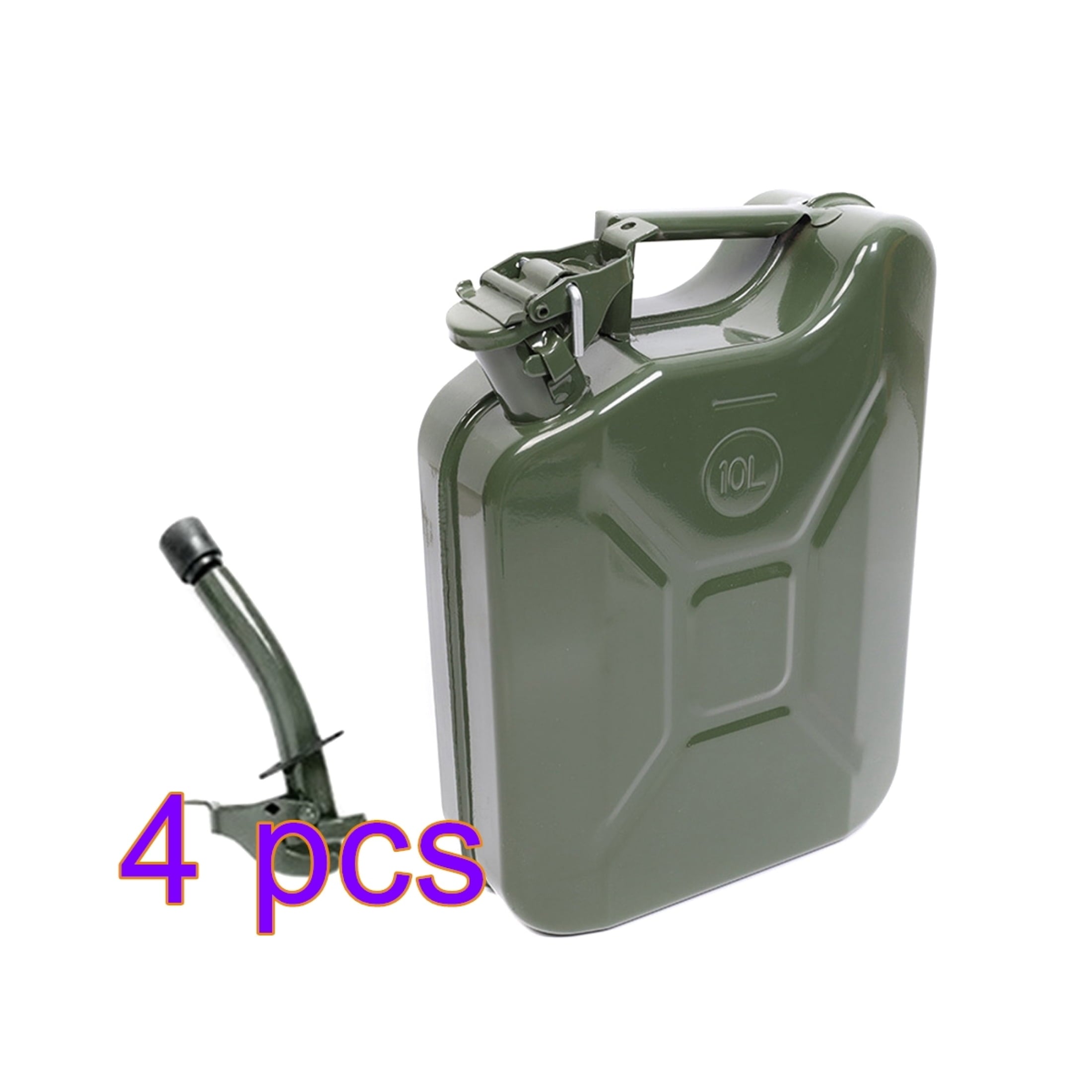 MoreChioce 10L Green Metal Jerry Can Store Container with Fixed Spout for Petrol Oil Water Alcohol