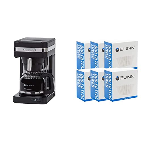 BUNN CSB2B Speed Brew Elite 10-Cup Coffee Maker, Black/SST & 8-12 Cup Coffee Filters, 6 each, 100ct