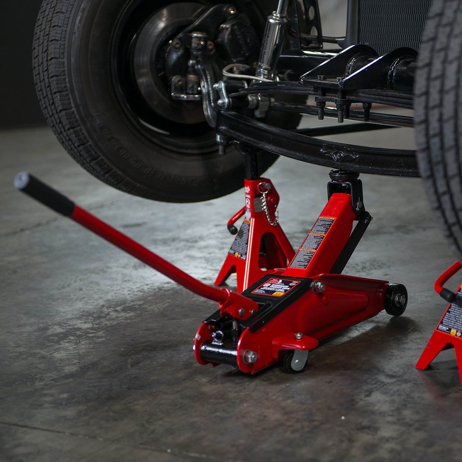 Torin Jacks Big Red 2 Ton Hydraulic Swivel Trolley Floor Jack with Carry Case, 2 Pack