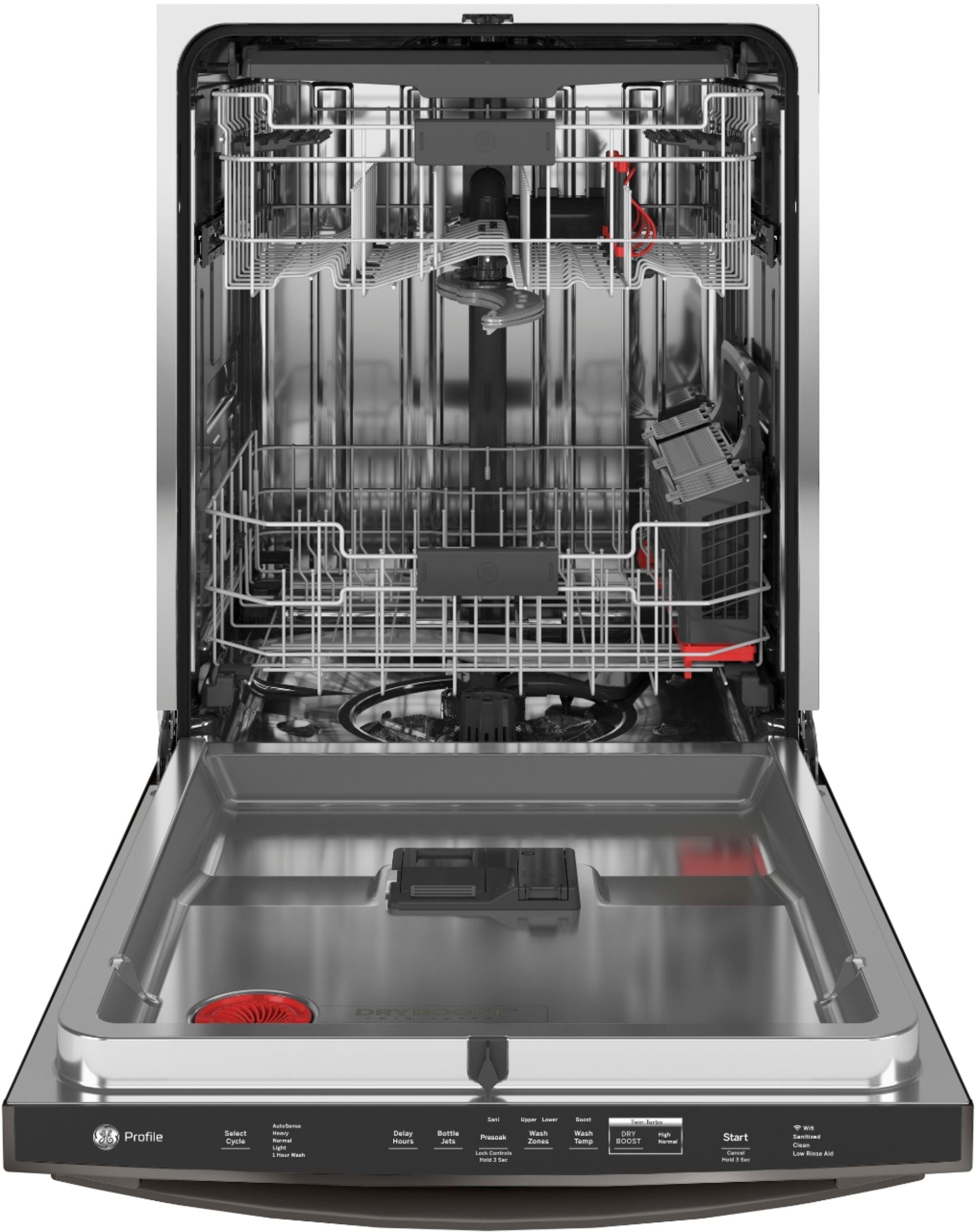 GE Profile - Top Control Built-In Dishwasher with Stainless Steel Tub, 3rd Rack, 39dBA - Black stainless steel