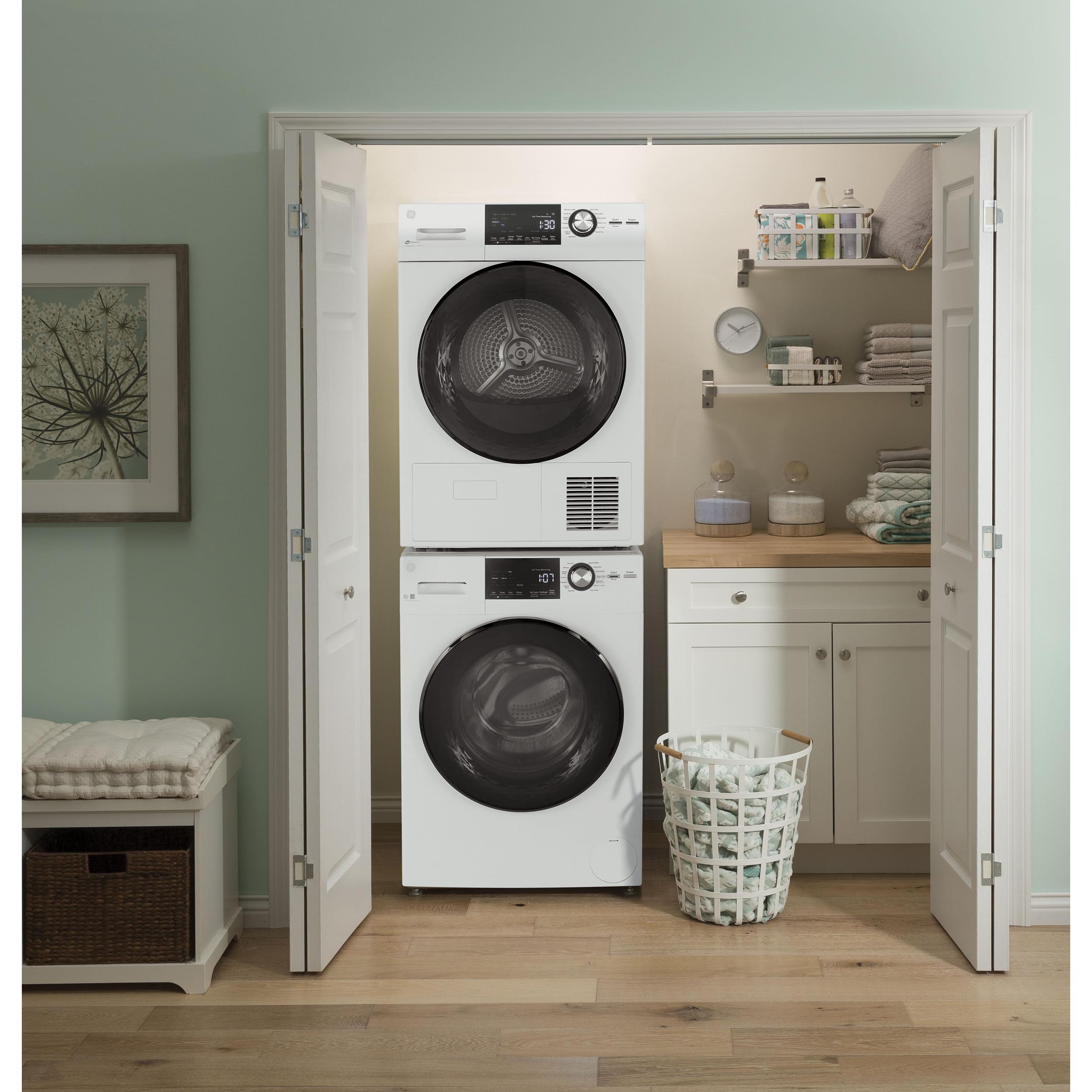 GE 4.1 cu.ft. Ventless Electric Dryer with Stainless Steel Drum GFT14ESSMWW