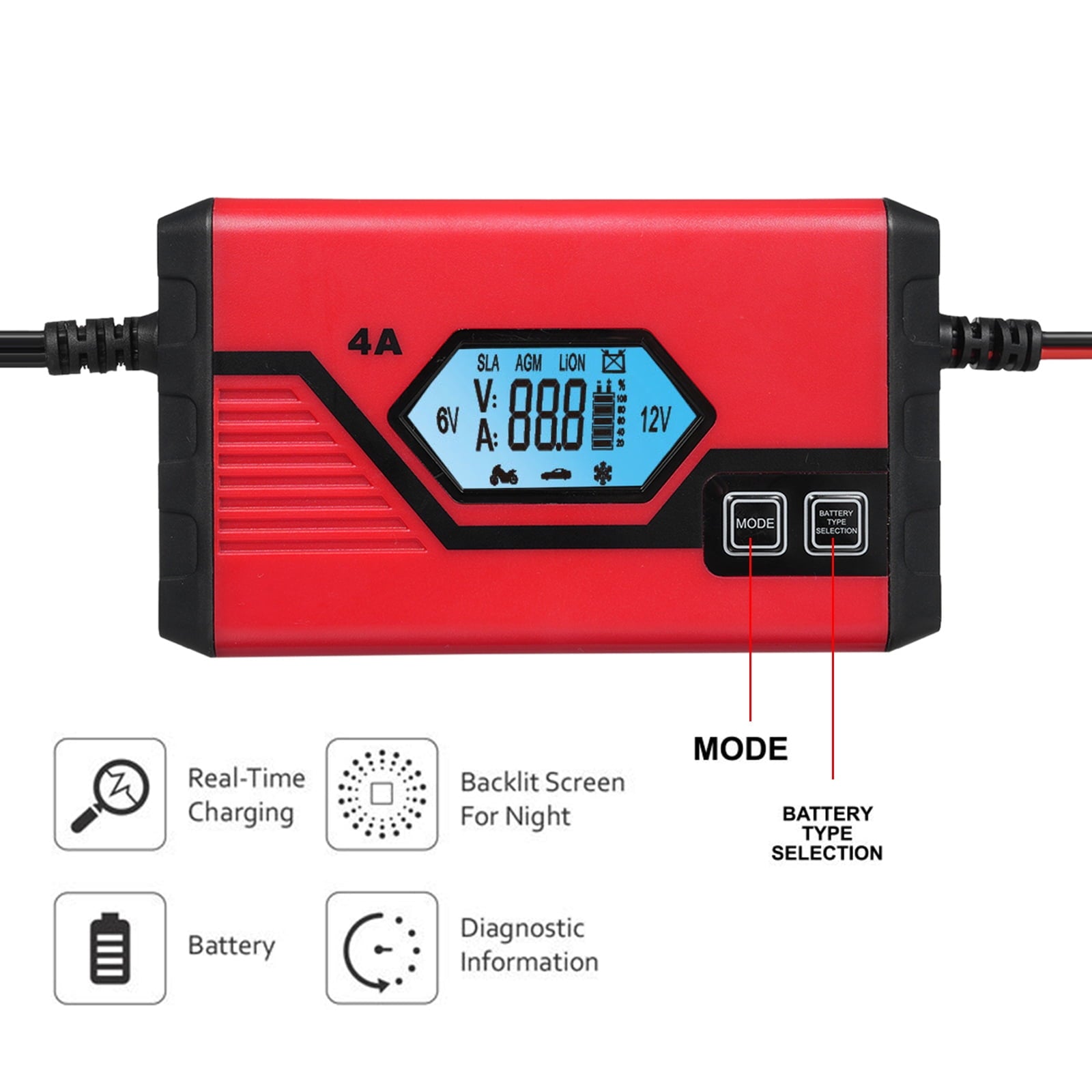 Pristin Charger,Maintainer Car Atv Screen Battery Maintainer Battery With Lcd Amp 6v/12v Battery Car Battery 4 Lcd Screen Battery 6v/12v Battery With Battery 4 Amp With Lcd Screen