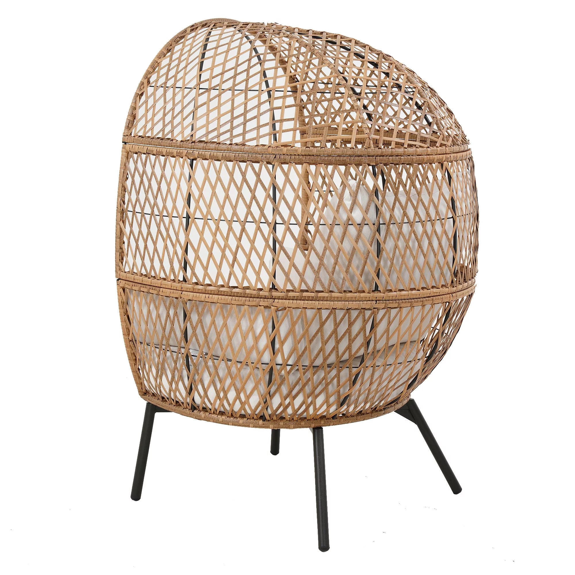Better Homes and Gardens Ventura Boho Stationary Wicker Egg Chair， Off-White