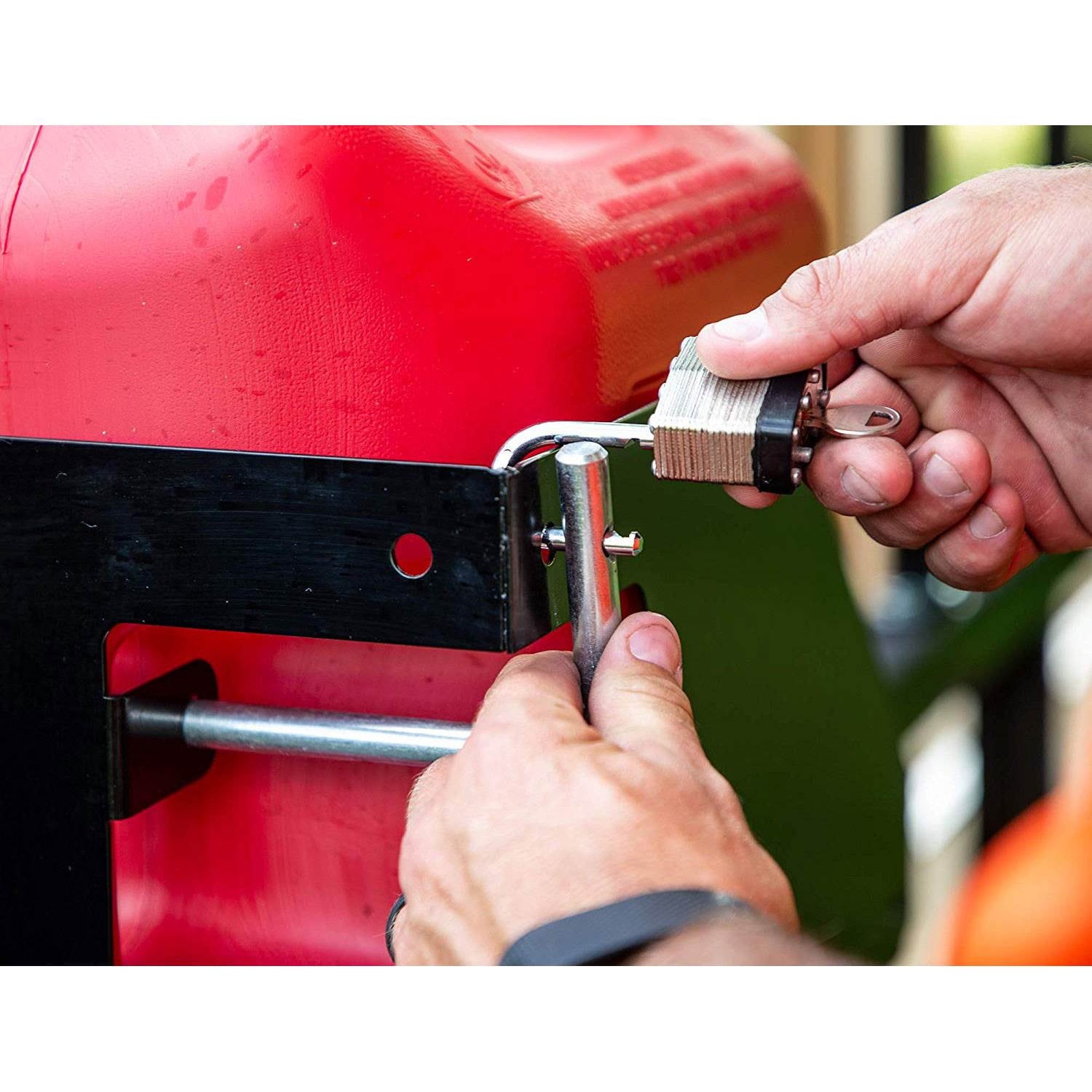 Buyers Steel Locking Gas Fuel Container Rack with Securing Nylon Strap, Black