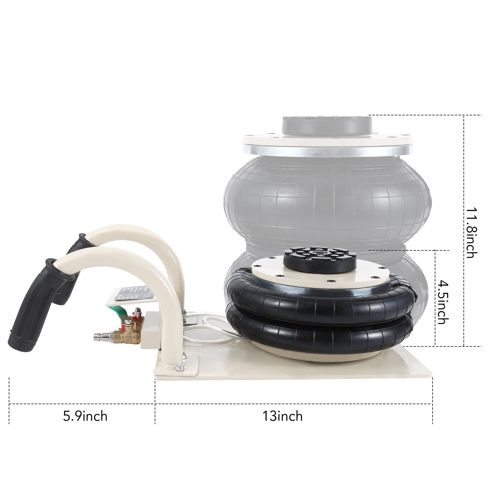 Air Jack, 3 Ton/6600 lbs Touble Bag Air Jack, 3-4S Lift Up to 11.8 Inch Fast LiftingJack for Cars with Portable Short Handle