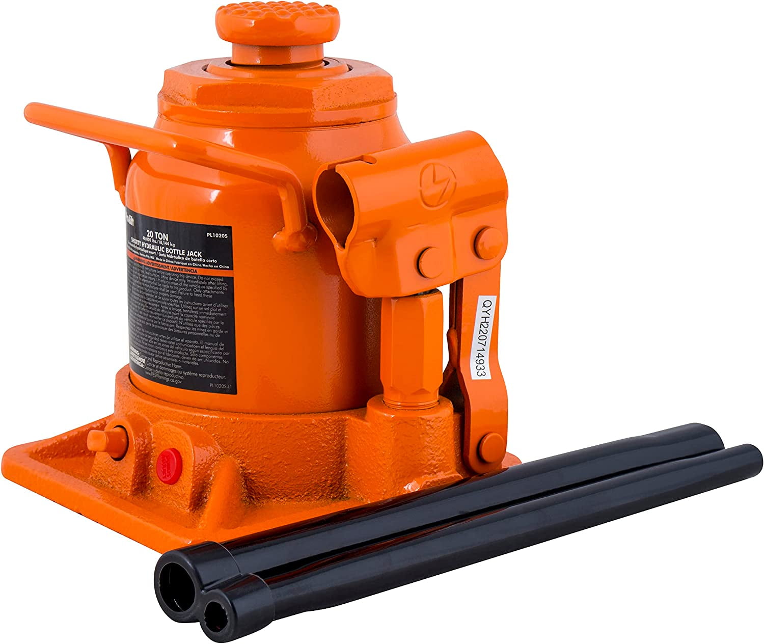 Pro-Lift 20 Ton Shorty Hydraulic Bottle Jack - Portable Car Jack 40000 Lbs Capacity with Pump Handle for Car Sedans SUV
