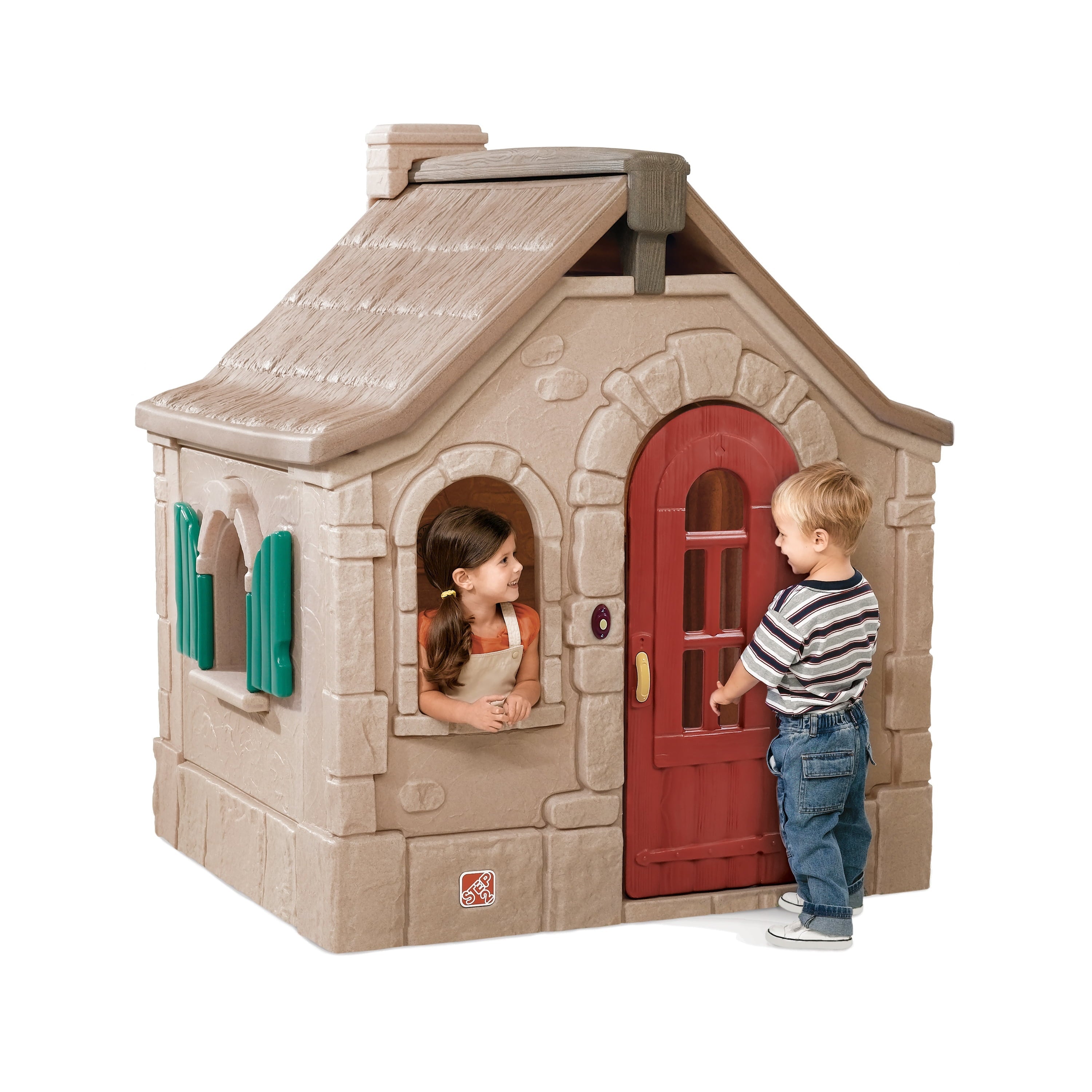 Step2 Naturally Playful Storybook Cottage Toddler Outdoor Playhouse for Kid, Brown