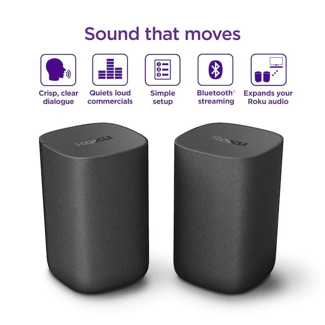 Roku 6.1-in 80-Watt Set of 2 Smart Indoor Portable Speaker💝 Last Day For Clearance