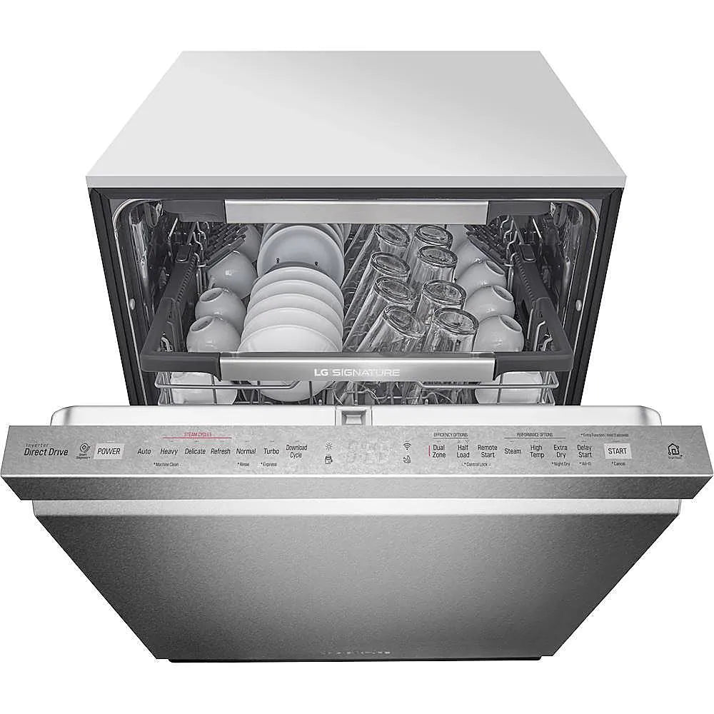 LG - SIGNATURE Top Control Built-In Dishwasher with Stainless Steel Tub, TrueSteam, 3rd Rack, 38dBA - Textured steel
