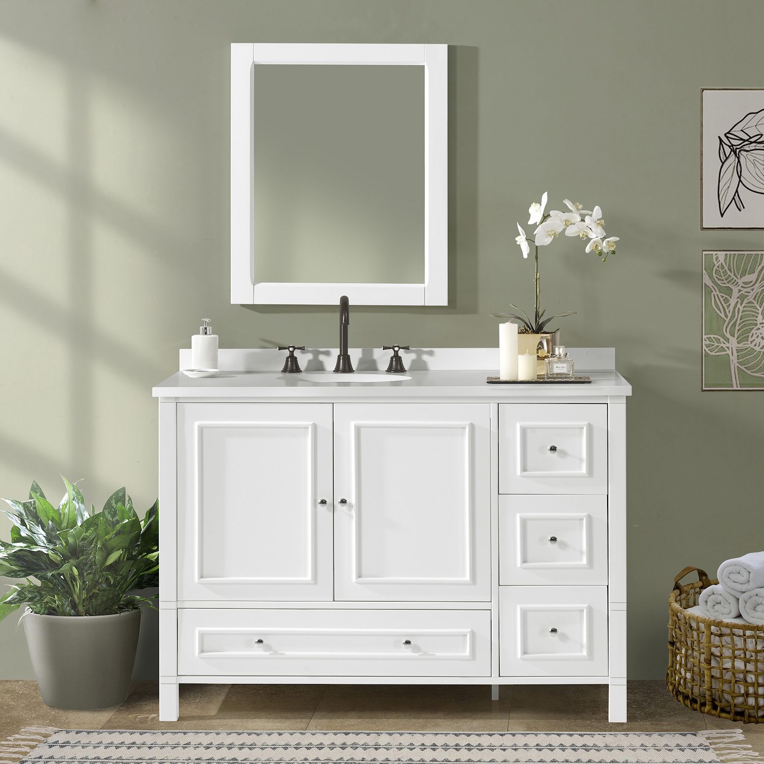 Alaterre Furniture Williamsburg White Vanity Cabinet