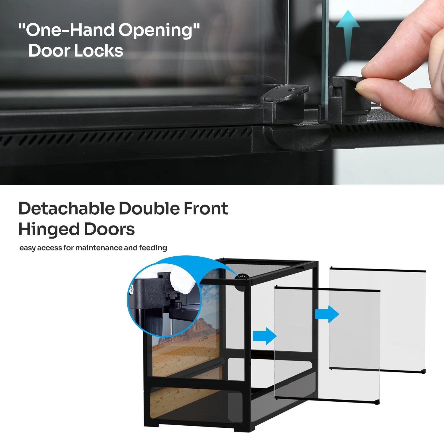 REPTI ZOO 40 Gallon Tempered Glass Reptile Large Terrarium Tank Reptile Terrarium 36