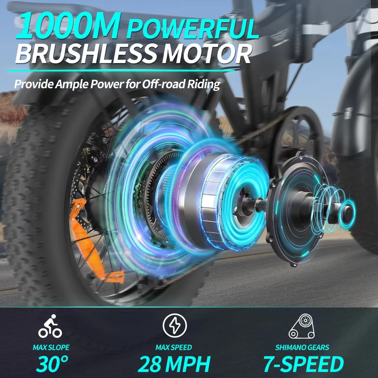 Eletric Bike for Adults, 750W Motor 48V 15Ah Removable Battery 20'' Fat Tire Folding E-Bike Shimano 7-Speed MTB Cycling UL2849