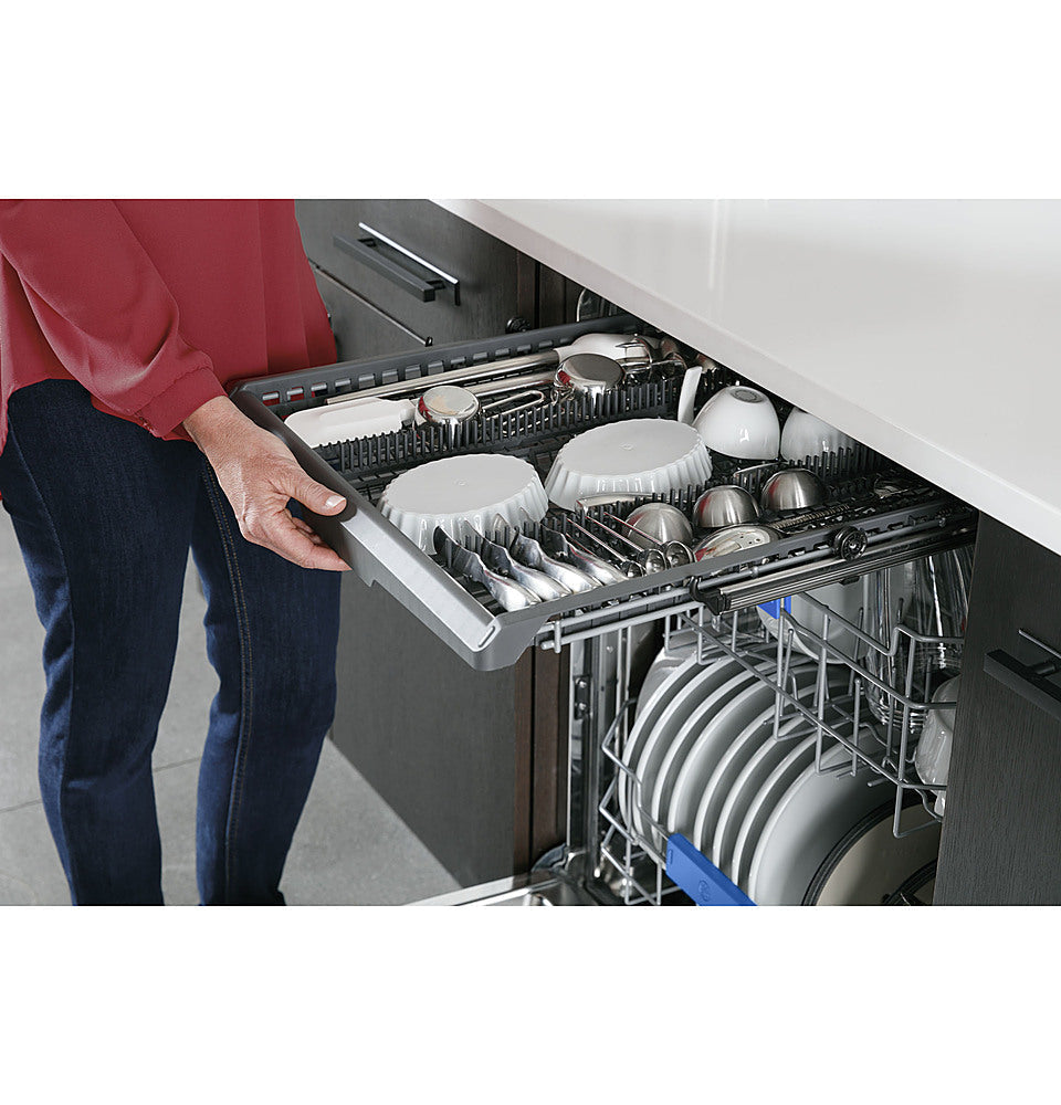 GE Profile - Top Control Built-In Stainless Steel Tub Dishwasher with 3rd Rack and Microban, 42dBA - Stainless steel