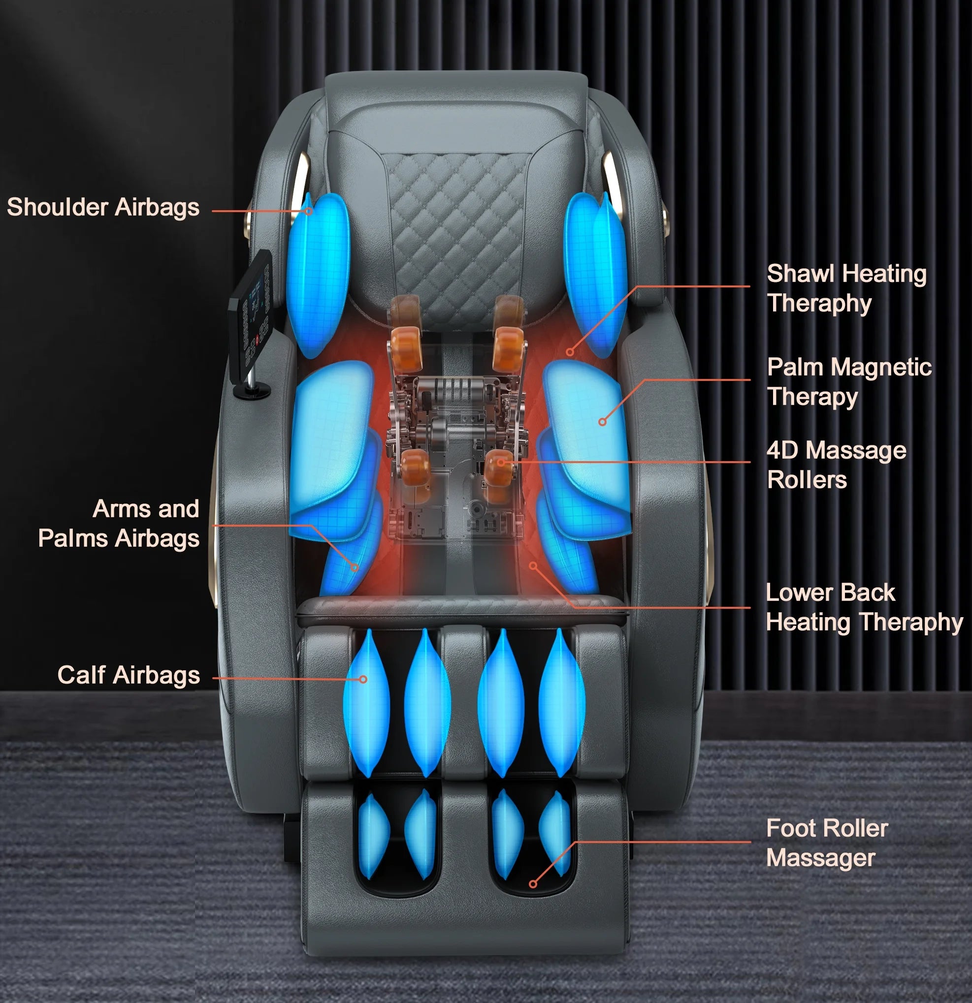 2024 4D Zero Gravity Massage Chair, Full Body Shiatsu Recliner with Yoga Stretching, SL Track, Intelligent Voice Control, Calf Kneading, Calfrest Extension, Premium Black Leather