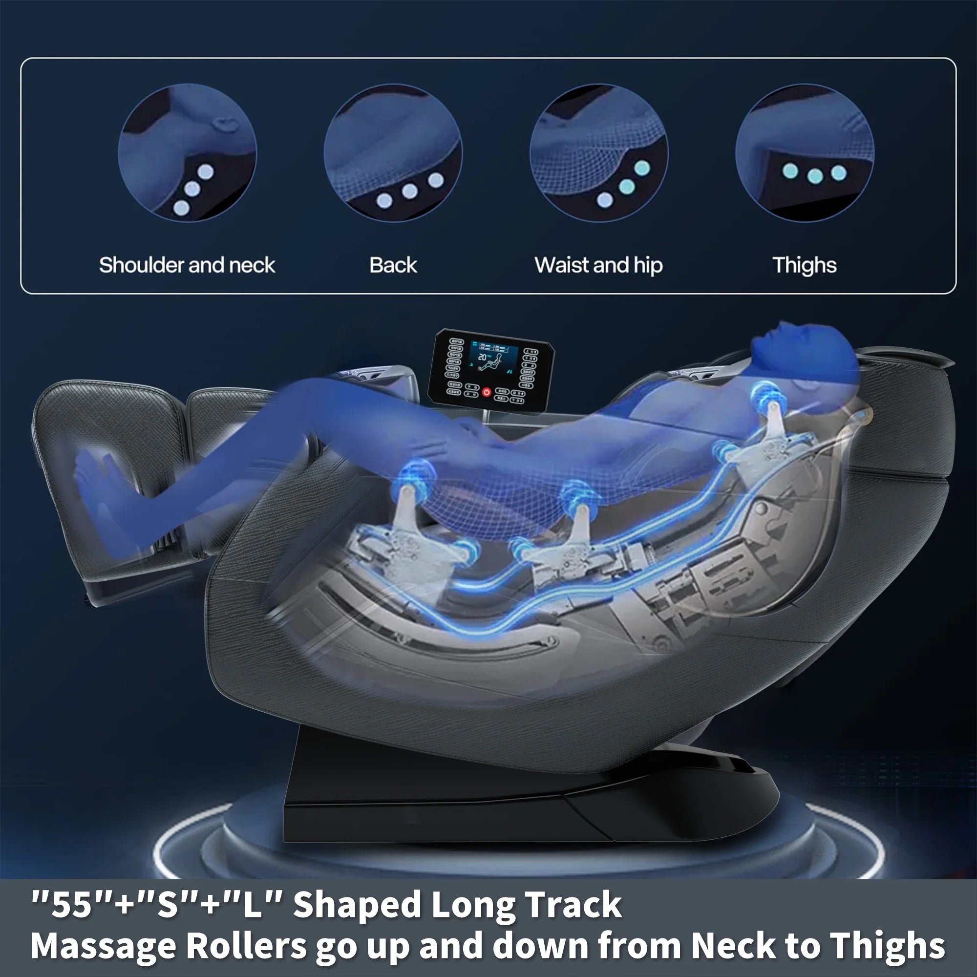 2024 4D Zero Gravity Massage Chair, Full Body Shiatsu Recliner with Yoga Stretching, SL Track, Intelligent Voice Control, Calf Kneading, Calfrest Extension, Premium Black Leather