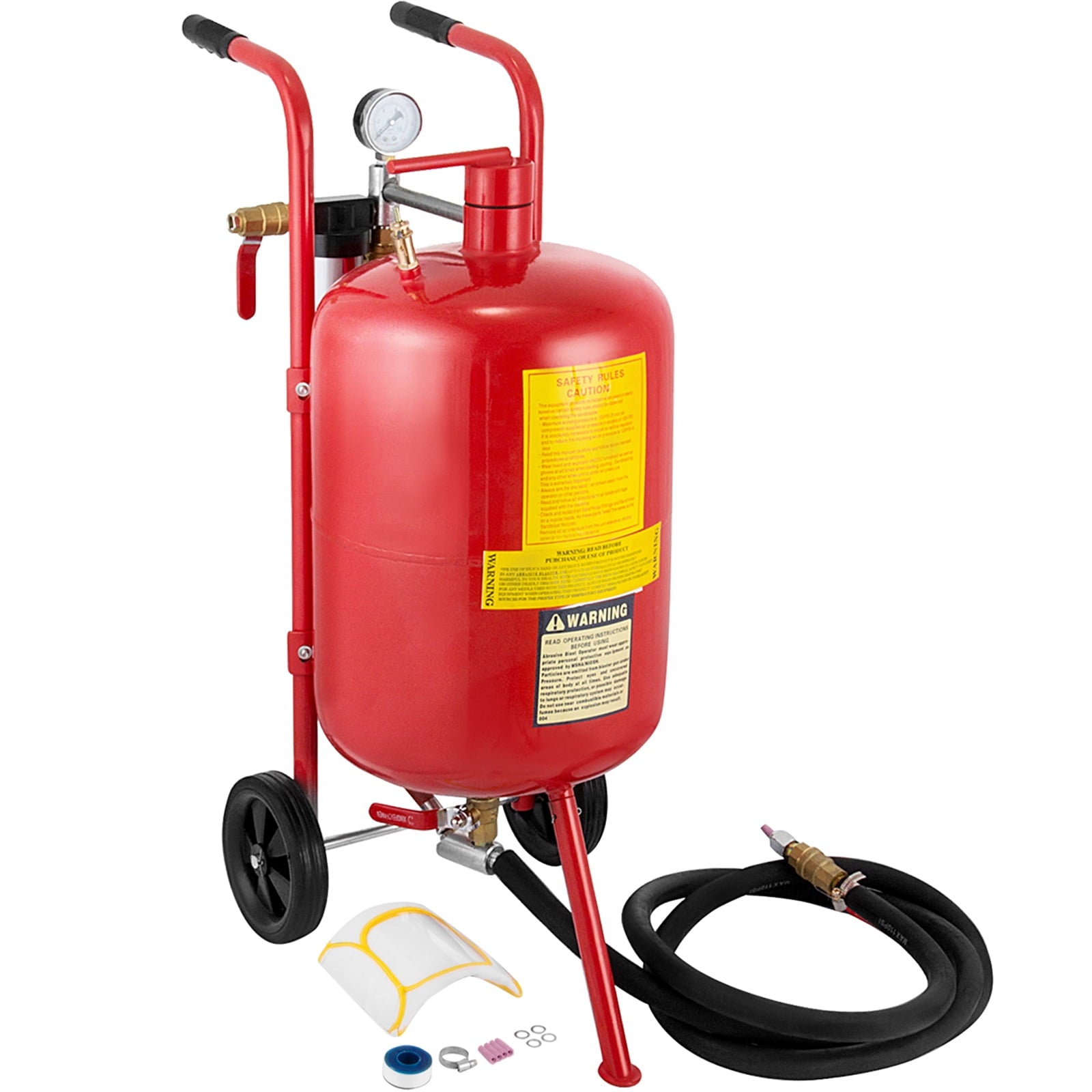 BENTISM 10 Gallon/40L Sandblaster Equipped with Nozzle Shut-Off Valve Pressure Gauge Ceramic Nozzle 2.5m Hose Filling Funnel Watertrap 6