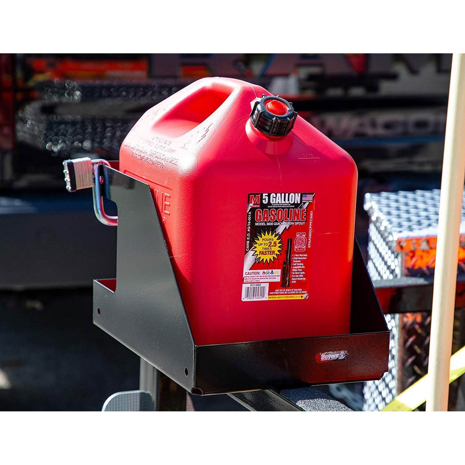 Buyers Steel Locking Gas Fuel Container Rack with Securing Nylon Strap, Black