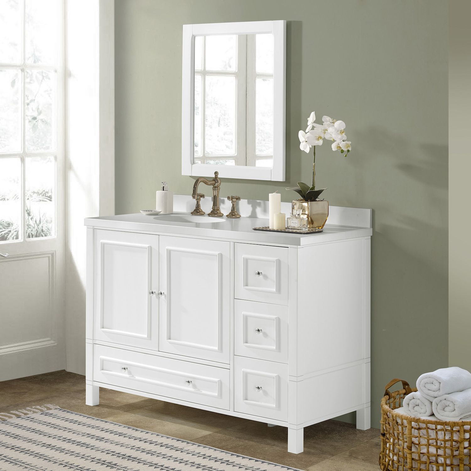 Alaterre Furniture Williamsburg White Vanity Cabinet