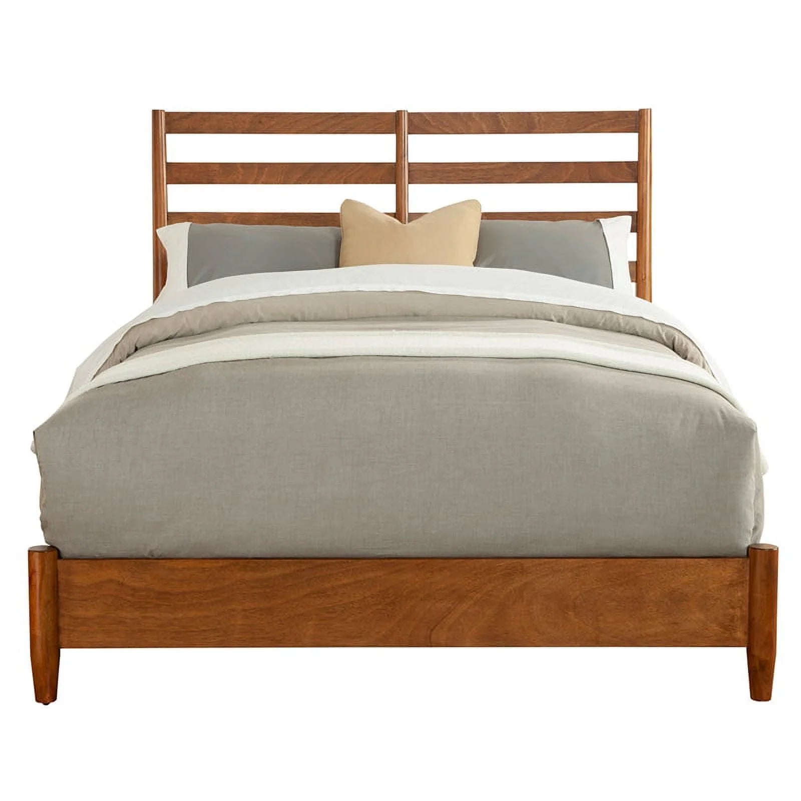 Home Square 4 Piece Set with Small TV Console Full Wood Bed & Large Nightstand