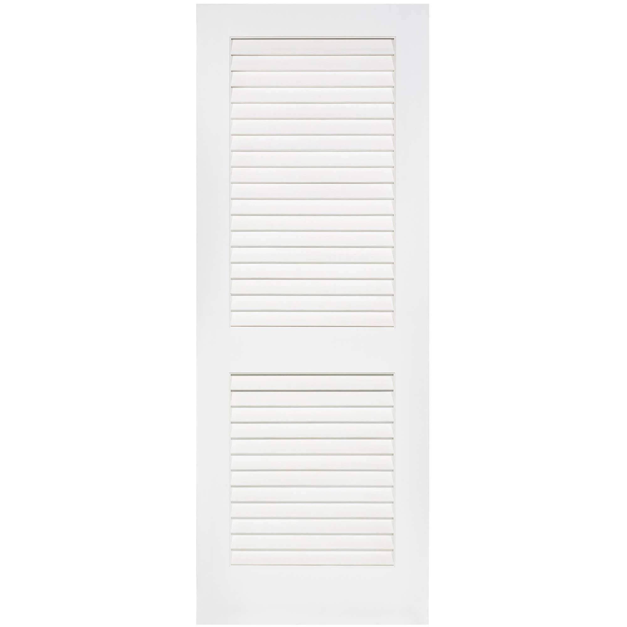 24 in. x 80 in. White Plantation Louver Panel Solid Core Wood Interior Door Slab