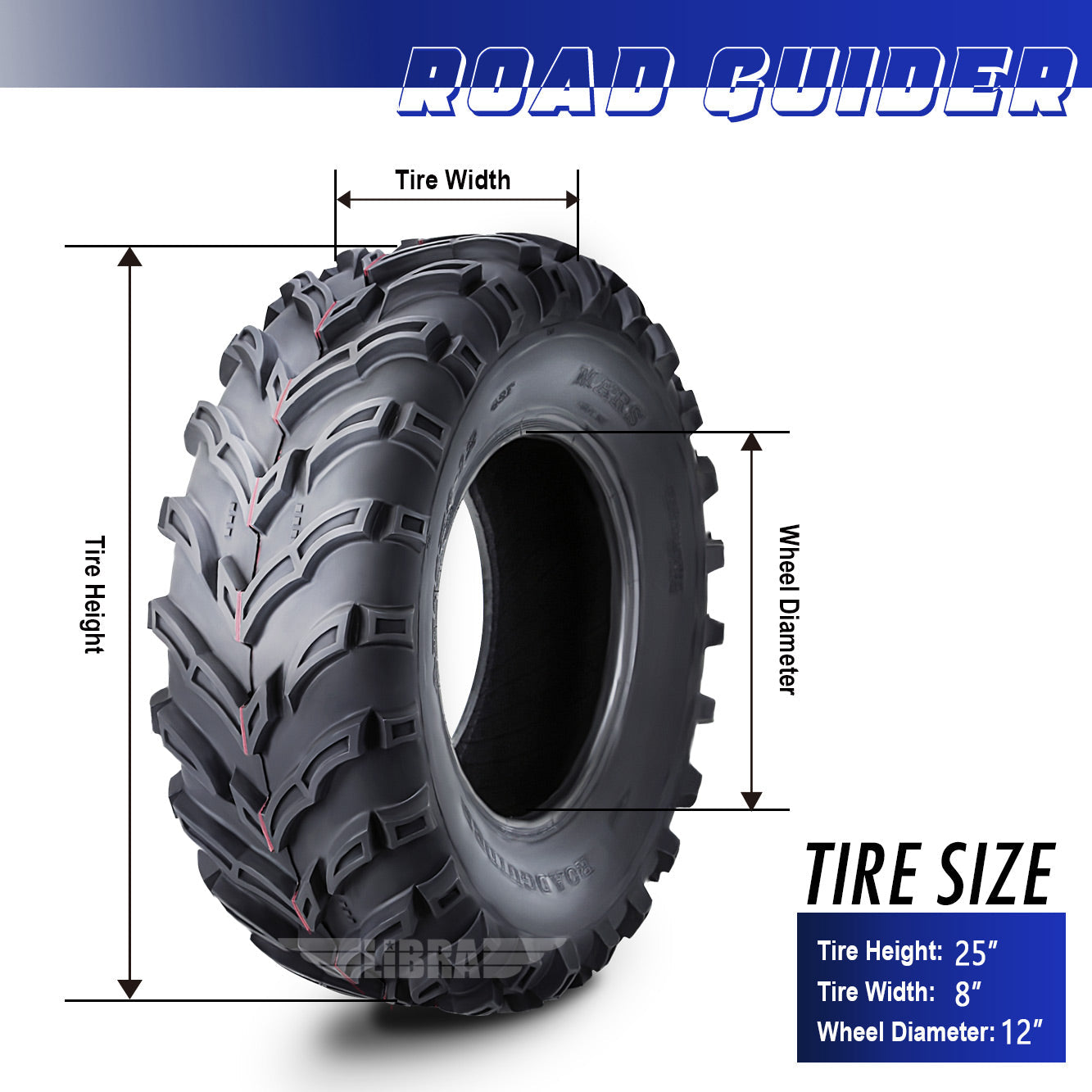 Roadguider ATV/UTV Tires 25x8-12 25X8X12 6PR 10272�� Set 2