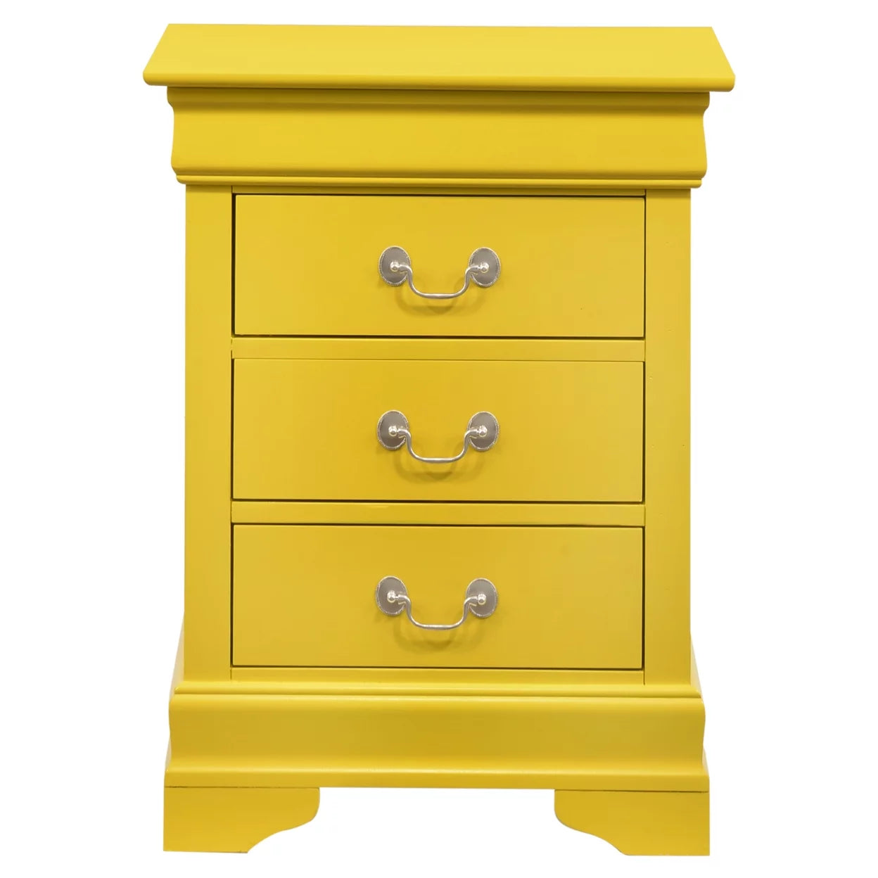 Passion Furniture Louis Philippe 3-Drawer Yellow Nightstand (29