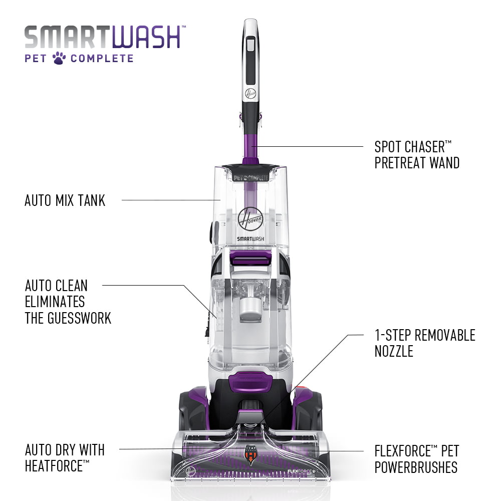 Hoover SmartWash Pet Complete Automatic Carpet Cleaner Machine， FH53010
