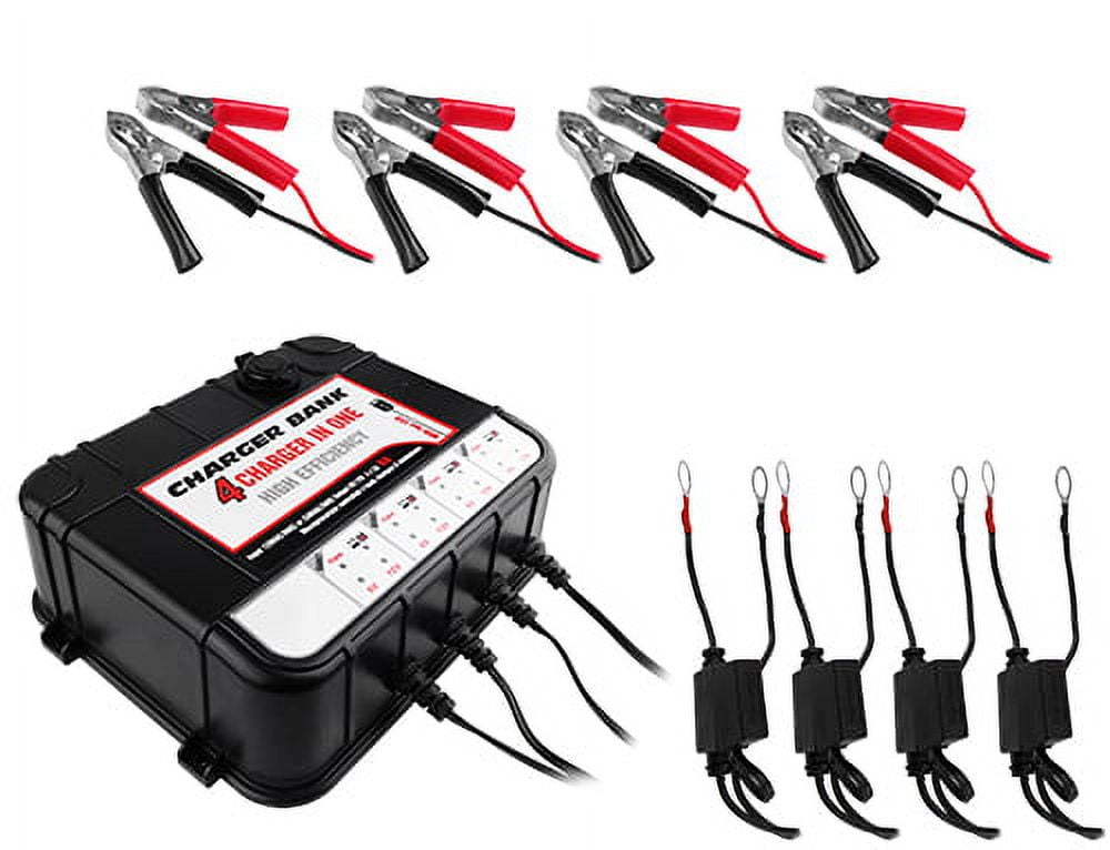 Banshee Smart 6/12V, 2A 4-Bay Charger Maintainer w/ USB for Auto & Marine Applications