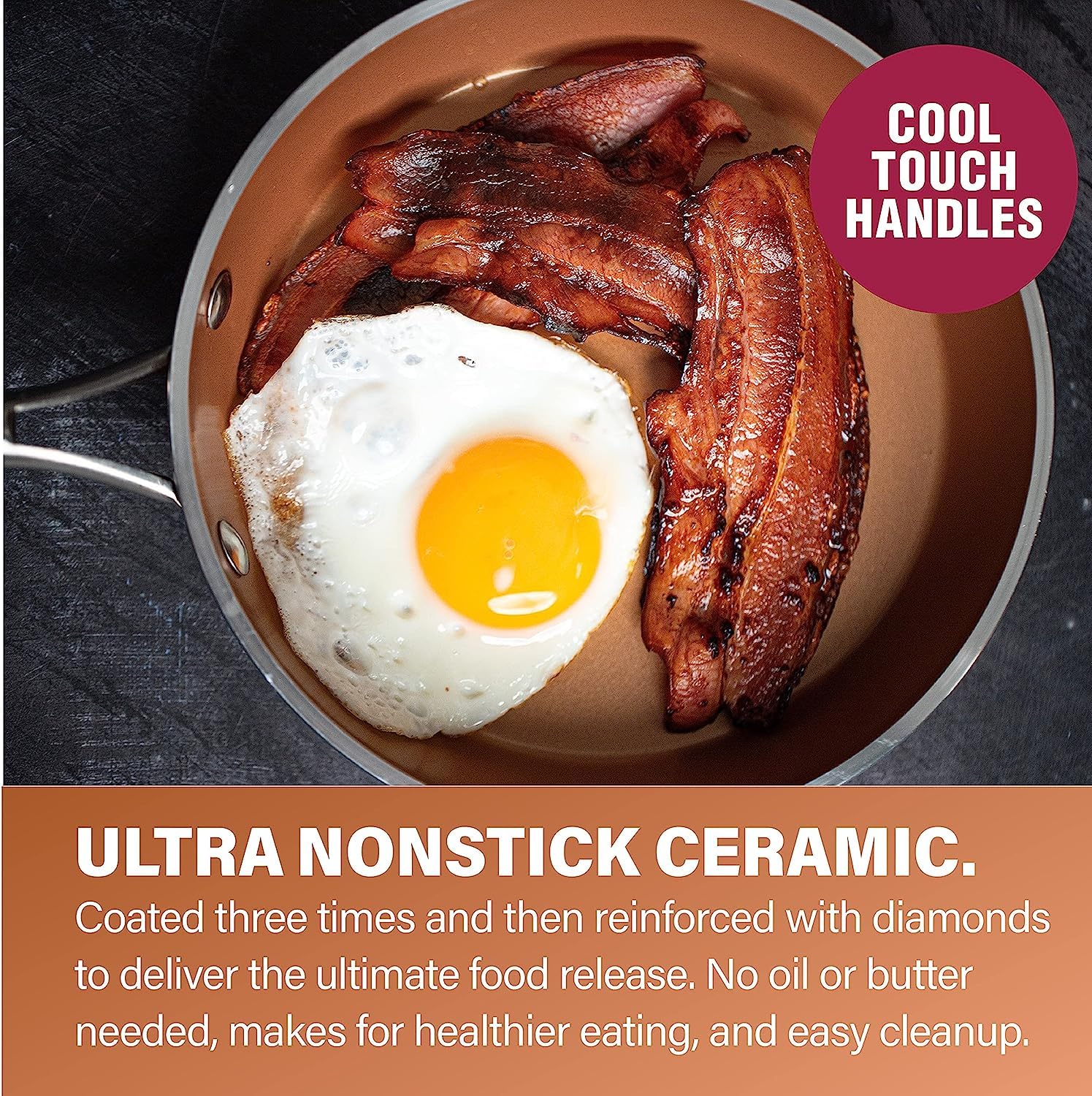 Gotham Steel 10 Pc Hammered Copper Pots and Pans Set Nonstick Cookware Set, Pot and Pan Set, Kitchen Cookware Sets, Non Toxic Cookware Set with Lids, Pot Set, Dishwasher / Oven Safe, 100% Toxin Free