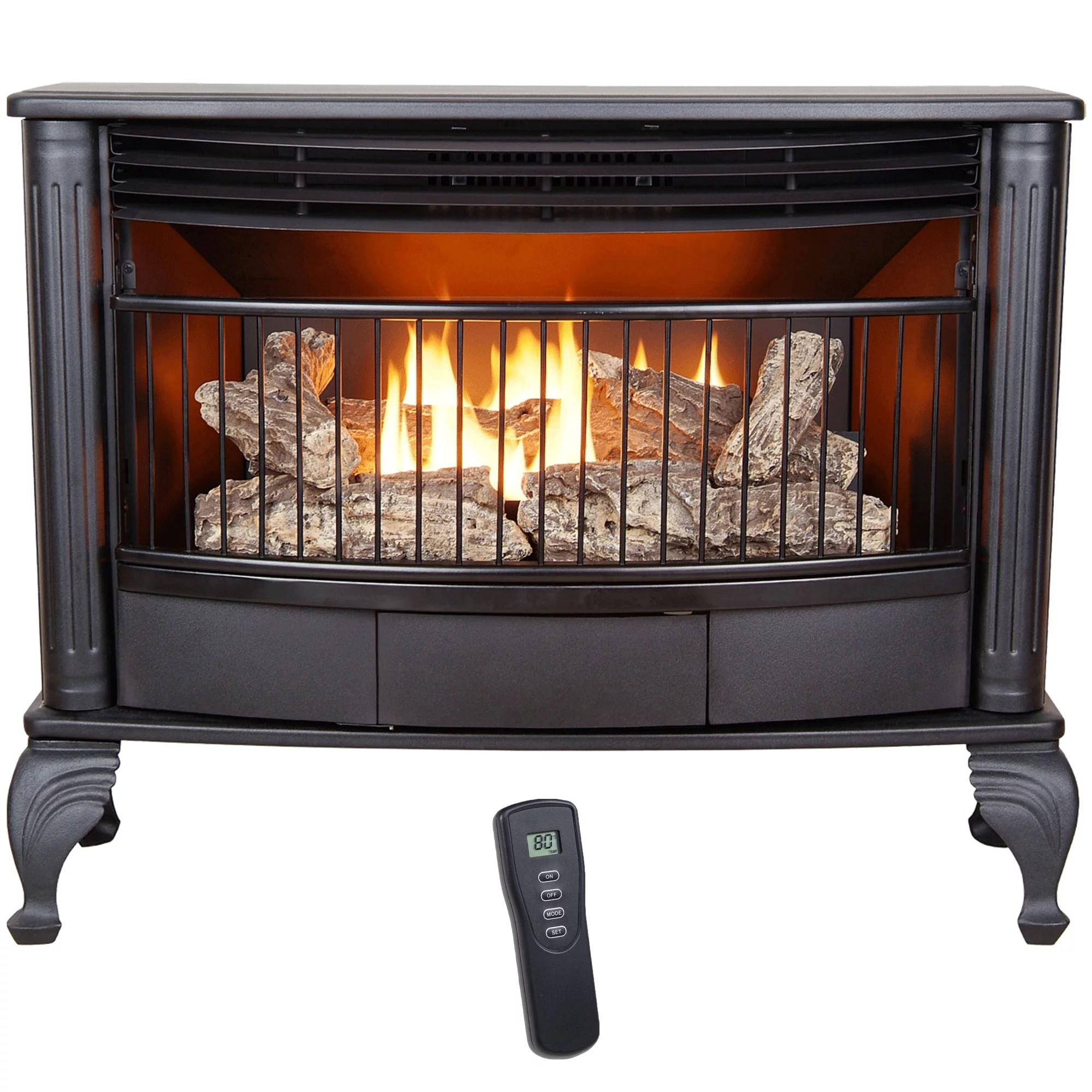Procom Vent less Dual Fuel Gas Stove - 25,000 BTU, Remote Control, Black Finish - Model# QNSD250RT