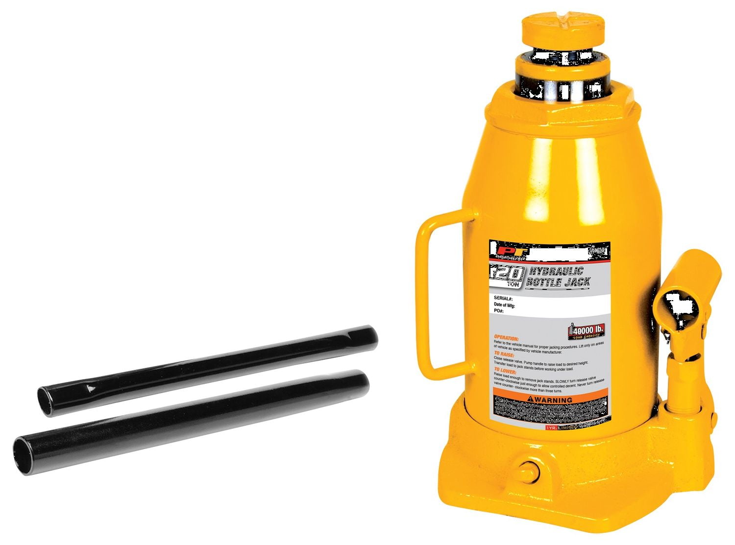 Performance Tool W1633 20 Ton Hydraulic Bottle Jack