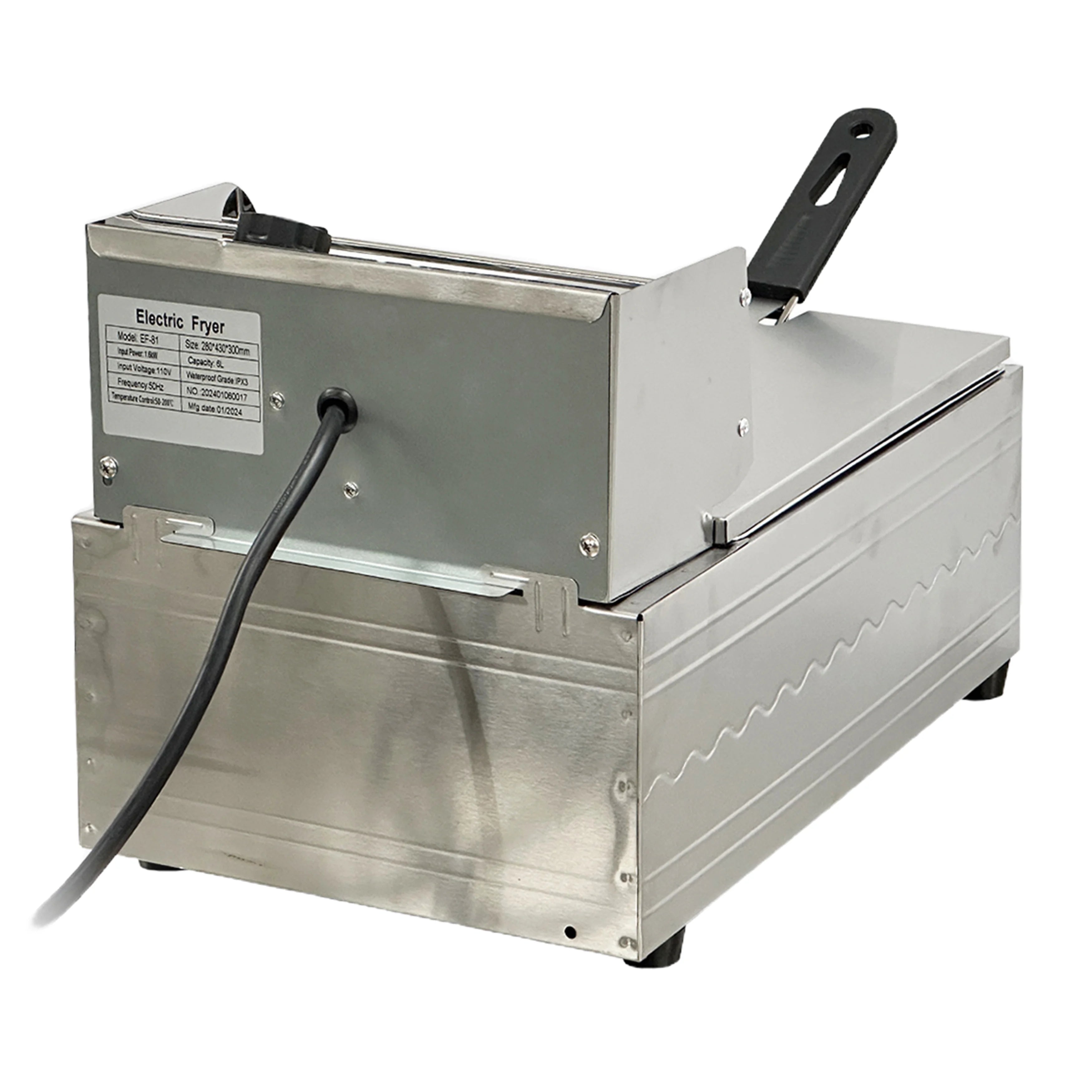 1600W Electric Deep Fryer, Stainless Steel Countertop Fryer Large Capacity, Thickening Multi-functional Fryer Commercial Single-chamber 2.5 Gallon