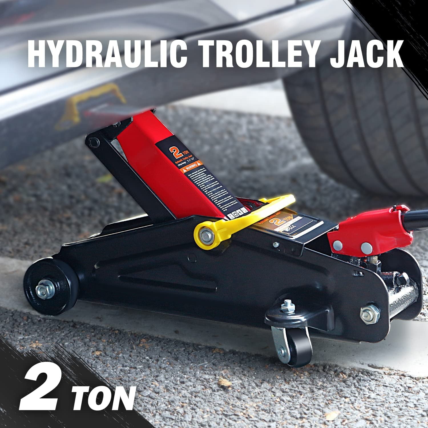DNA Motoring TOOLS-00234 Low Profile Hydraulic Trolley Service Garage Floor Jack 2 Ton