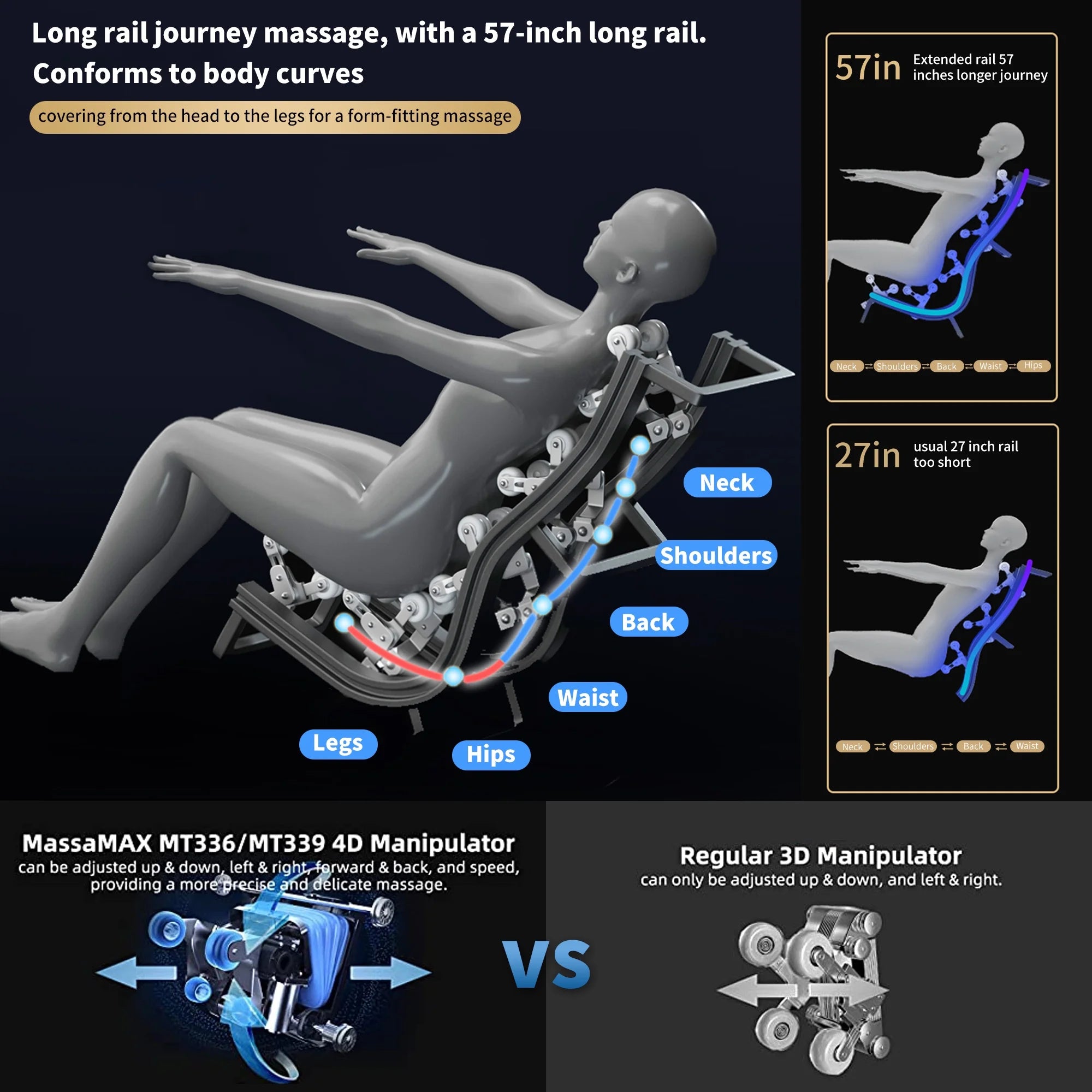 2024 4D Zero Gravity Massage Chair, Full Body Shiatsu Recliner with Yoga Stretching, SL Track, Intelligent Voice Control, Calf Kneading, Calfrest Extension, Premium Black Leather