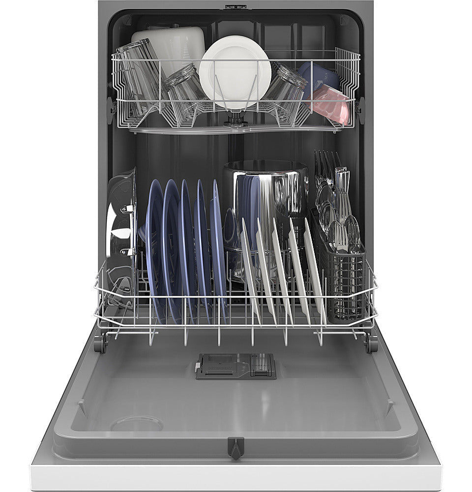 GE - Front Control Dishwasher with 60dBA - White