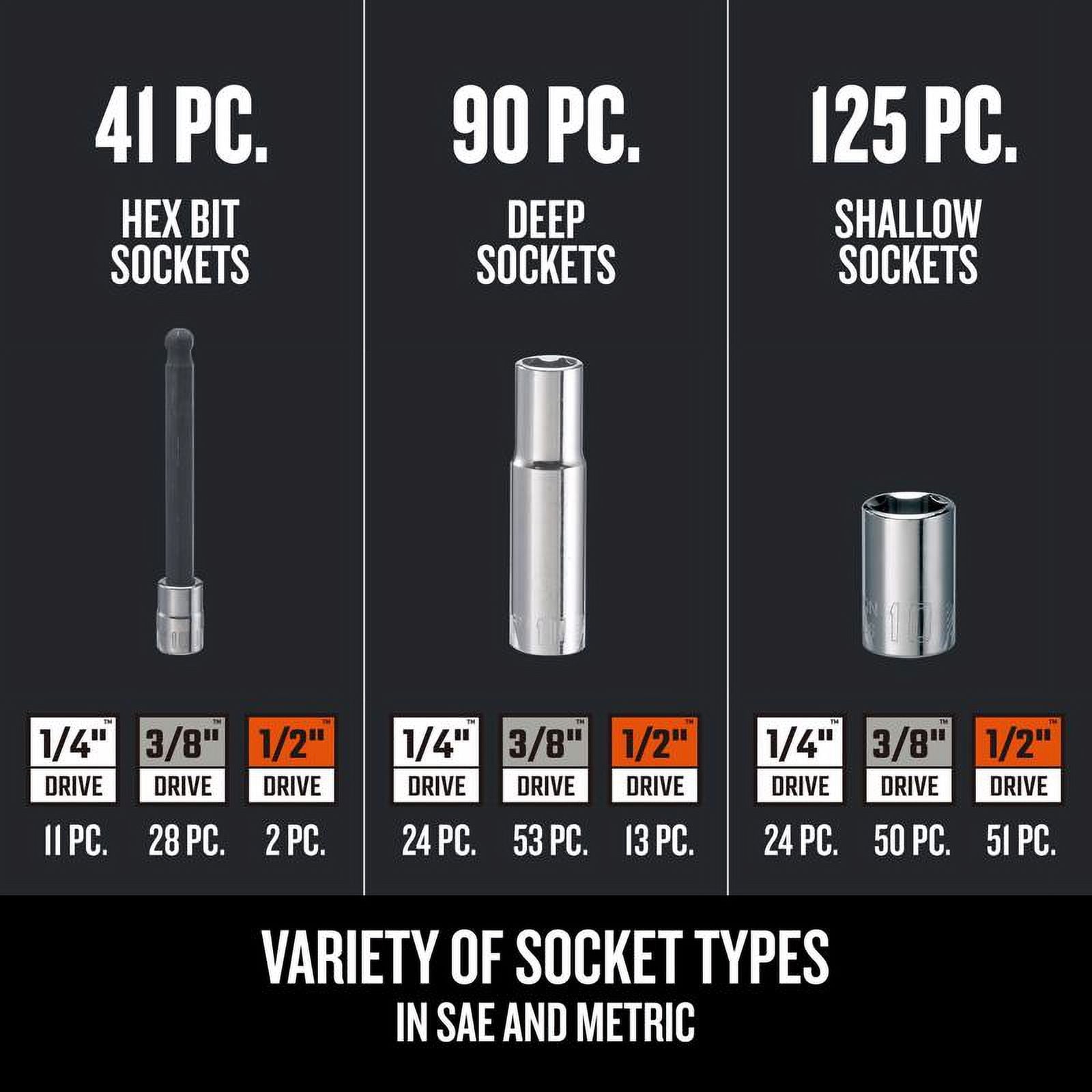 Craftsman 1/4 & 3/8 & 1/2 in. drive SAE 6 and 12 Point Socket Set 299 pc