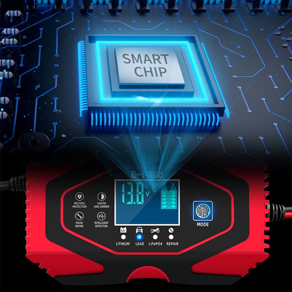 Car Battery Charger Smart Automatic 12V/24V Lead-acid AGM GEL& Lithium LiFePO4