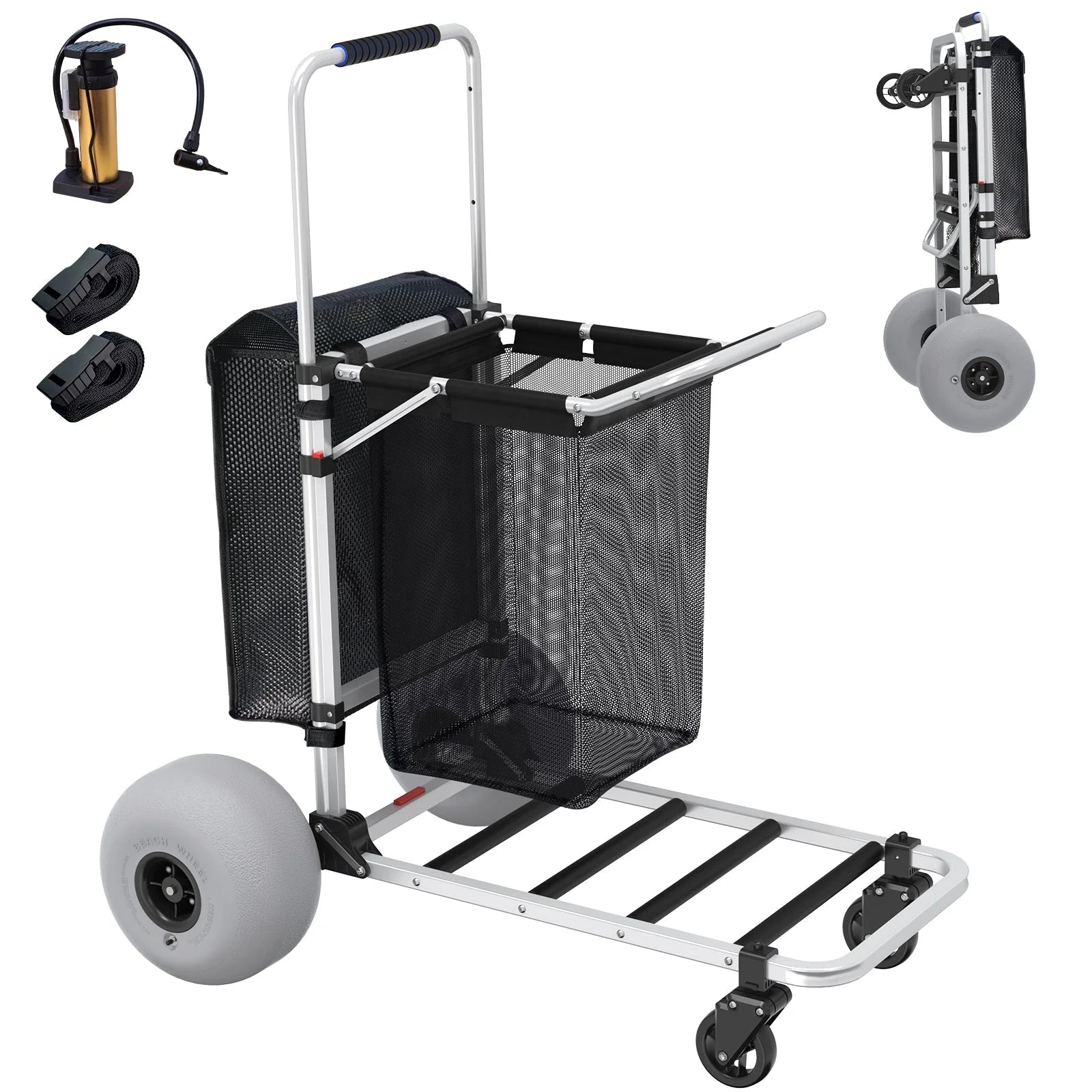 GDLF Foldable Beach Cart with Adjustable Handle and 12