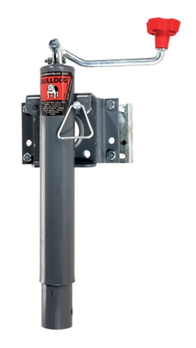 BULLDOG 151443 Round Trailer Jack, Side Mount, 2,000 lbs. Lift Capacity, Topwind, Bolt-On, 10 Inch Travel