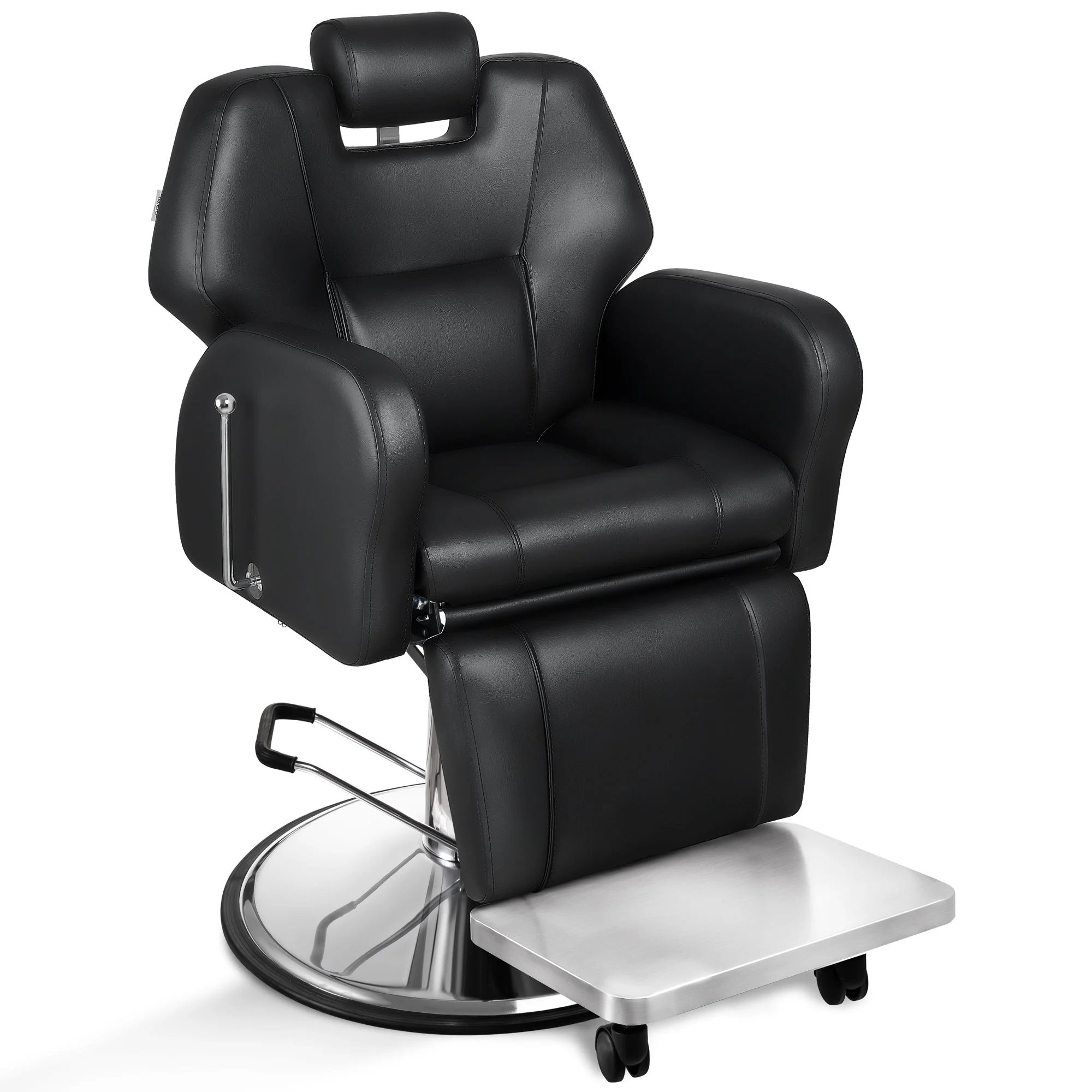 Baasha Barber Chair, Reclining Salon Chair for Hair Stylist, All-Purpose Hair Chair with Heavy-Duty Steel Frame, Shampoo Chair Stylist Chair Tattoo Chair, Beauty Salon Equipment - Black