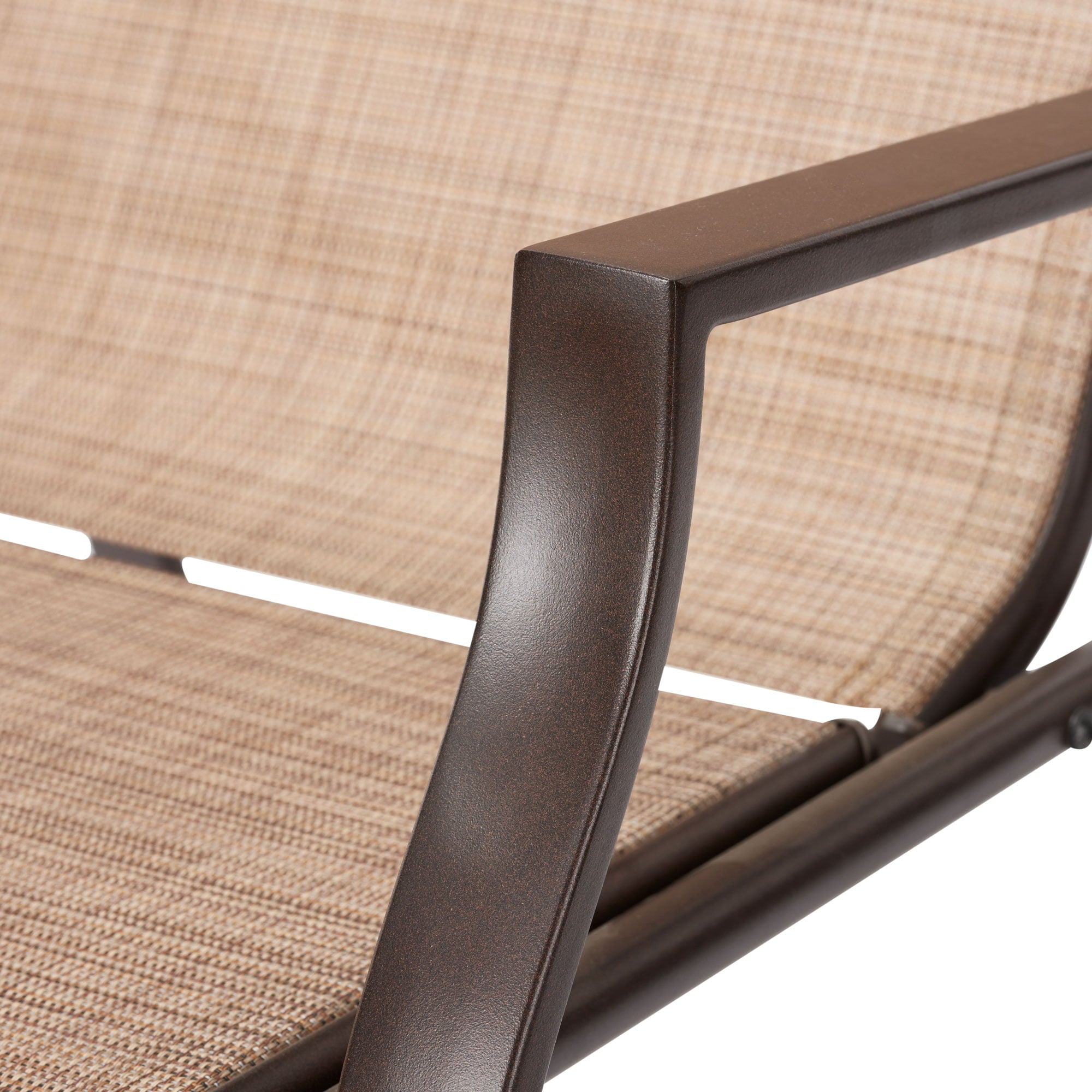 Mainstays Sand Dune Reclining Steel Outdoor Chaise Lounge - Set of 2， Beige/Black