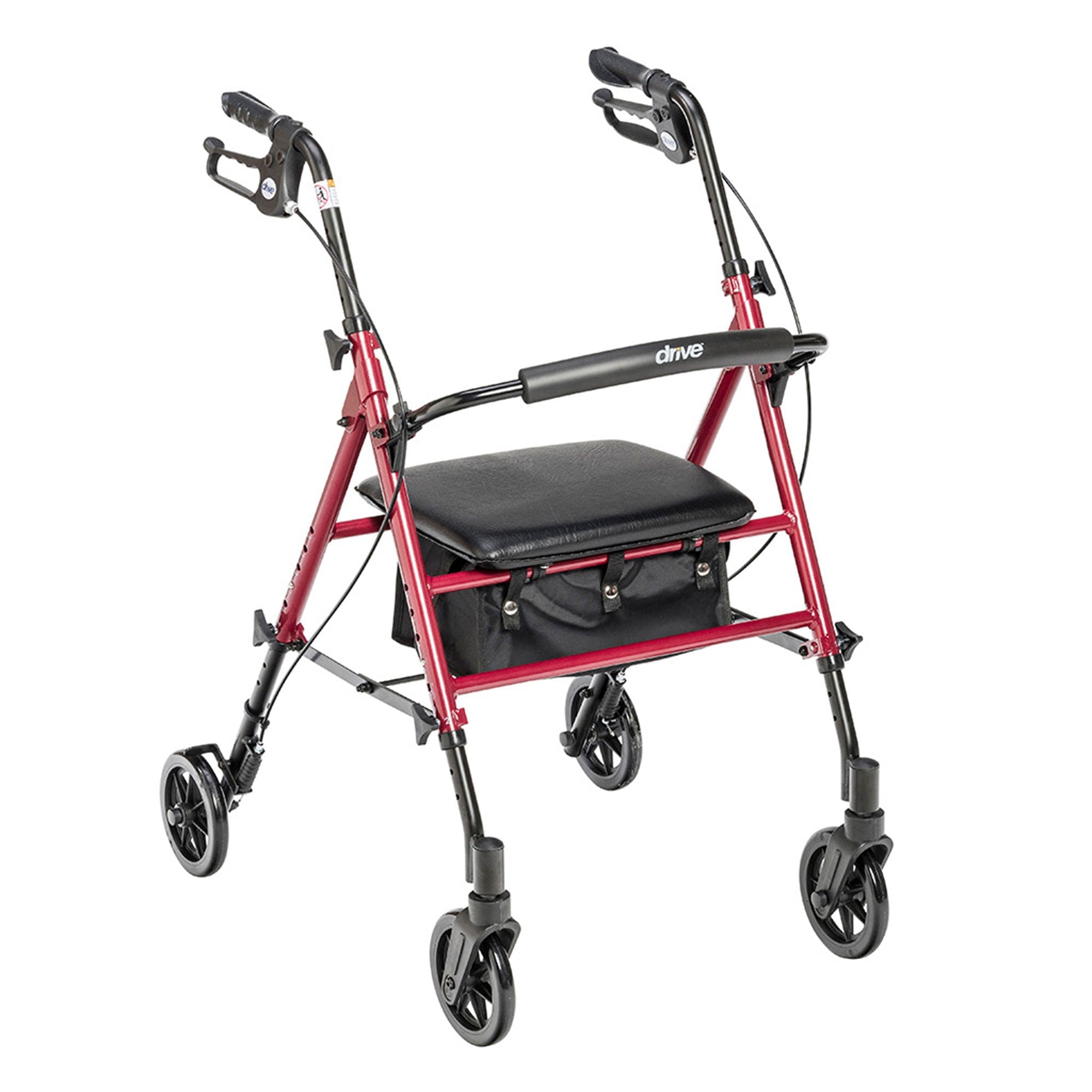 Drive Medical Adjustable Height Aluminum Frame Rollator with 6 Inch Casters, Red💝 Last Day For Clearance