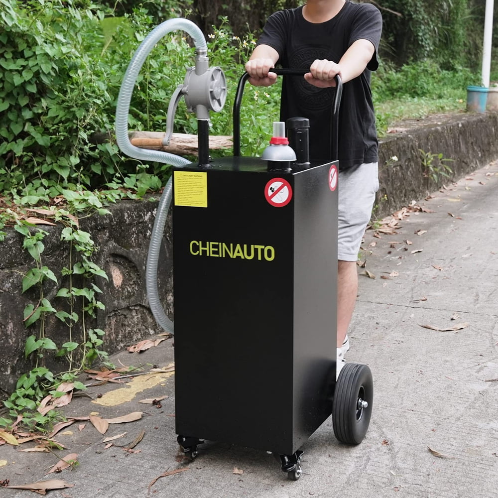 Soonbuy 30 Gallon Portable Gas Caddy Fuel Storage Tank Large Gasoline Diesel Can with 2 Wheels for Boat, ATV, Car, Motorcycle - Black