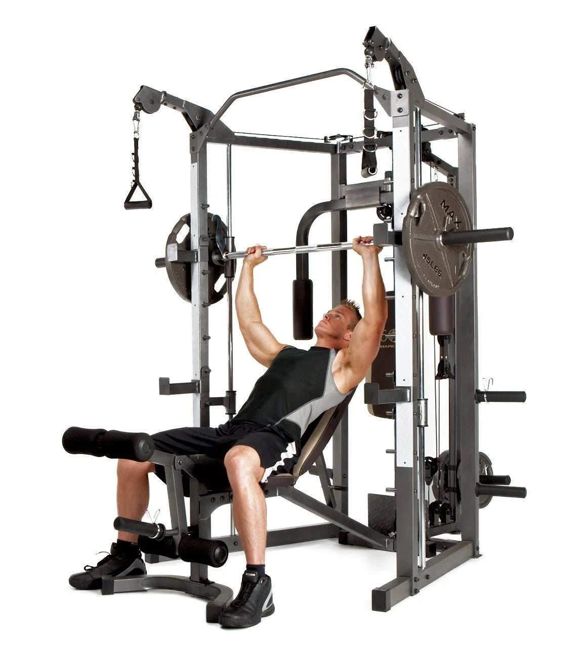 Marcy Combo Heavy Duty Full Body Home Exercise Gym Equipment, Gray/Brown