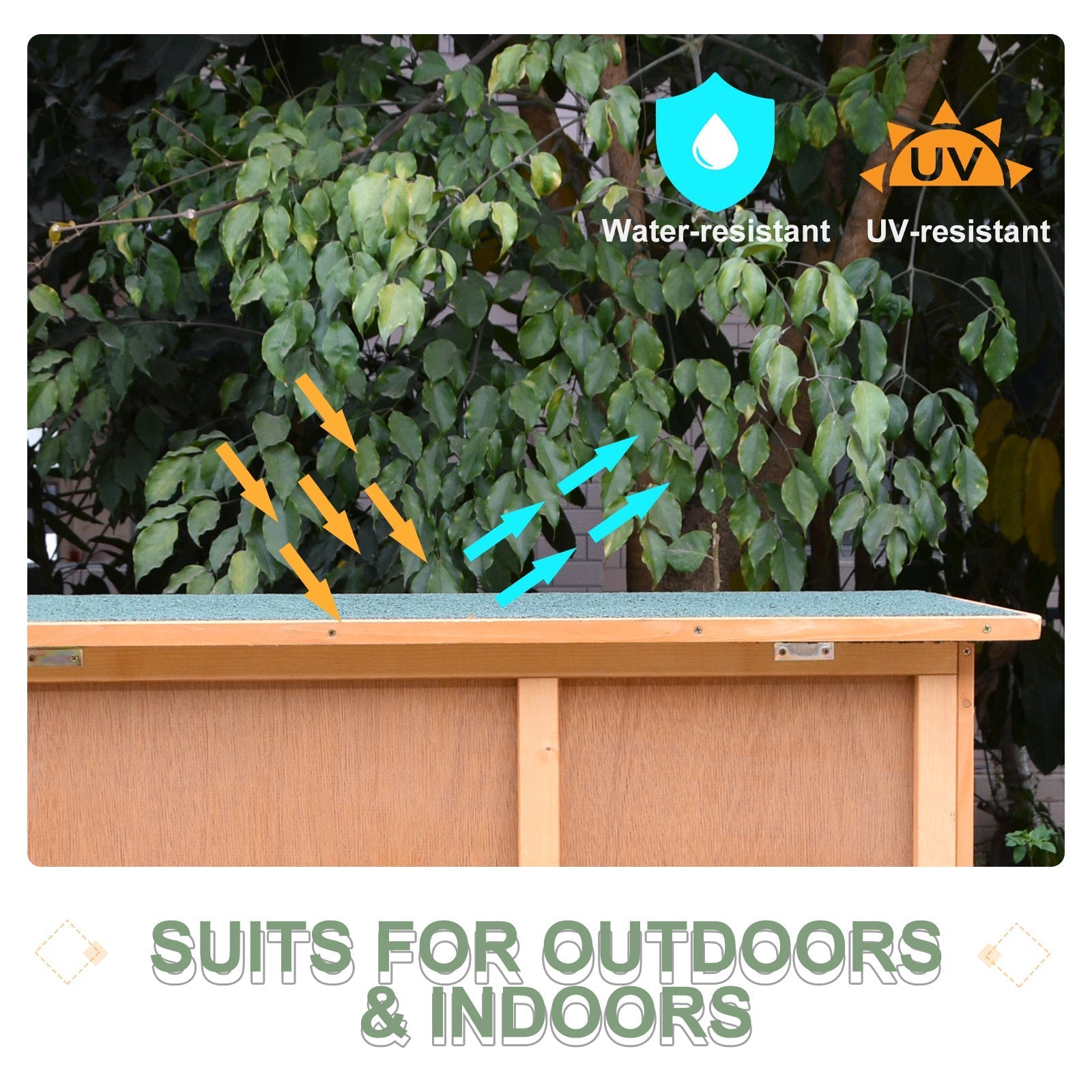 Pawhut Solid Wood Rabbit/Bunny Hutch with 2 Large Main Rooms, Yellow