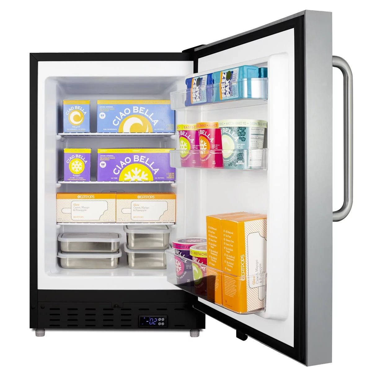 Summit ALFZ37BSSTB 20 in. Built-In All-Freezer, Stainless Steel & Black - 25 in.