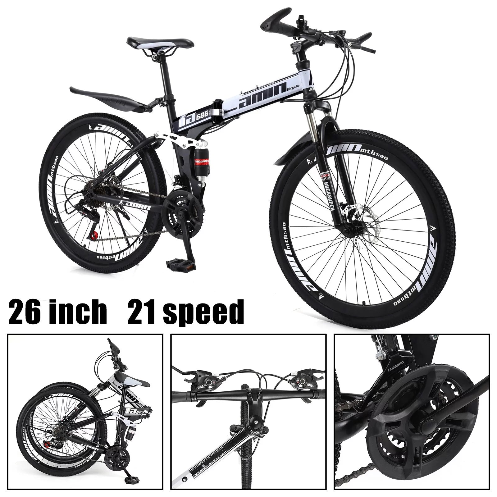 Unisex Adult Mountain Bike Full Suspension 26