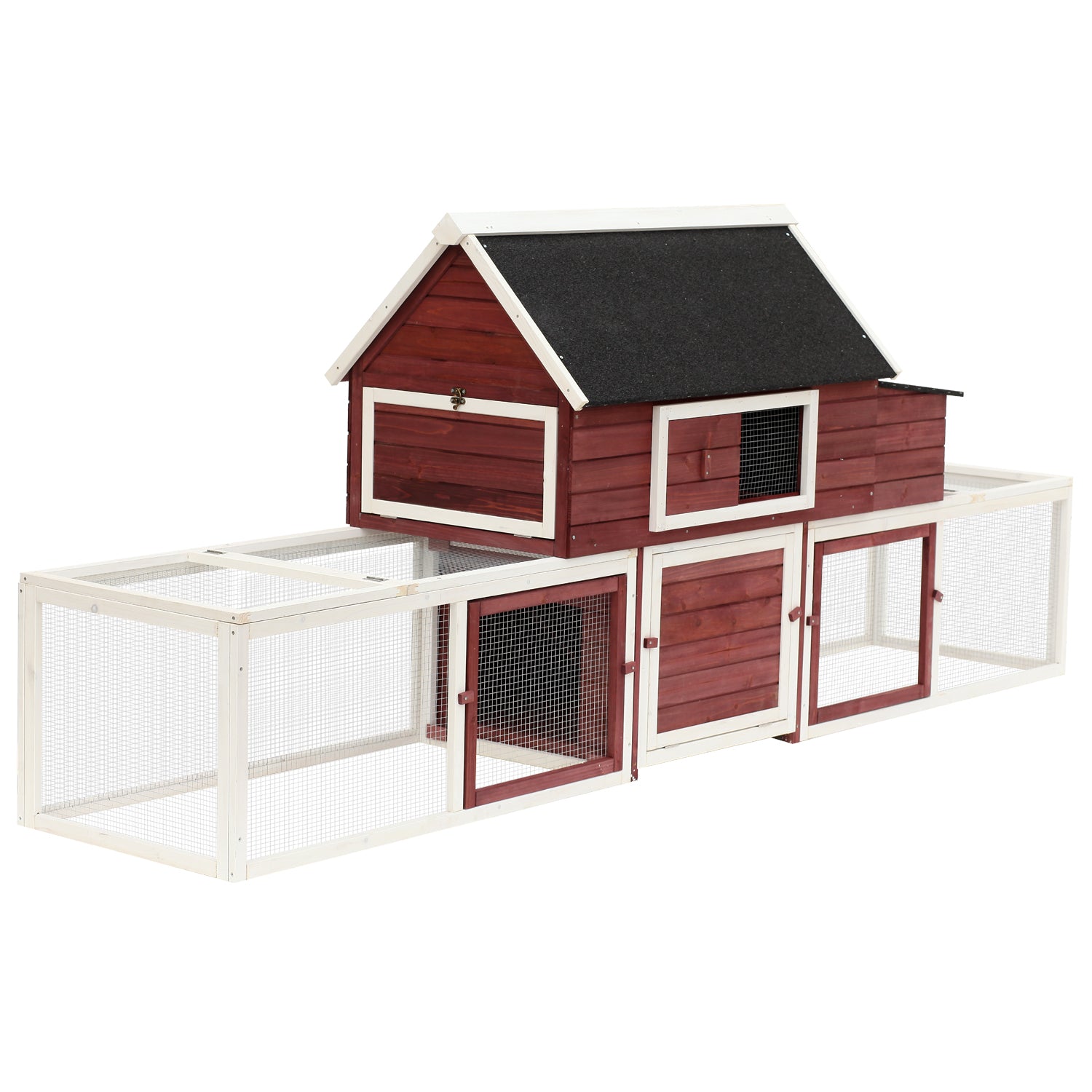 Pawhut Wooden Customizable Backyard Chicken Coop With Nesting Box and Runs, 114